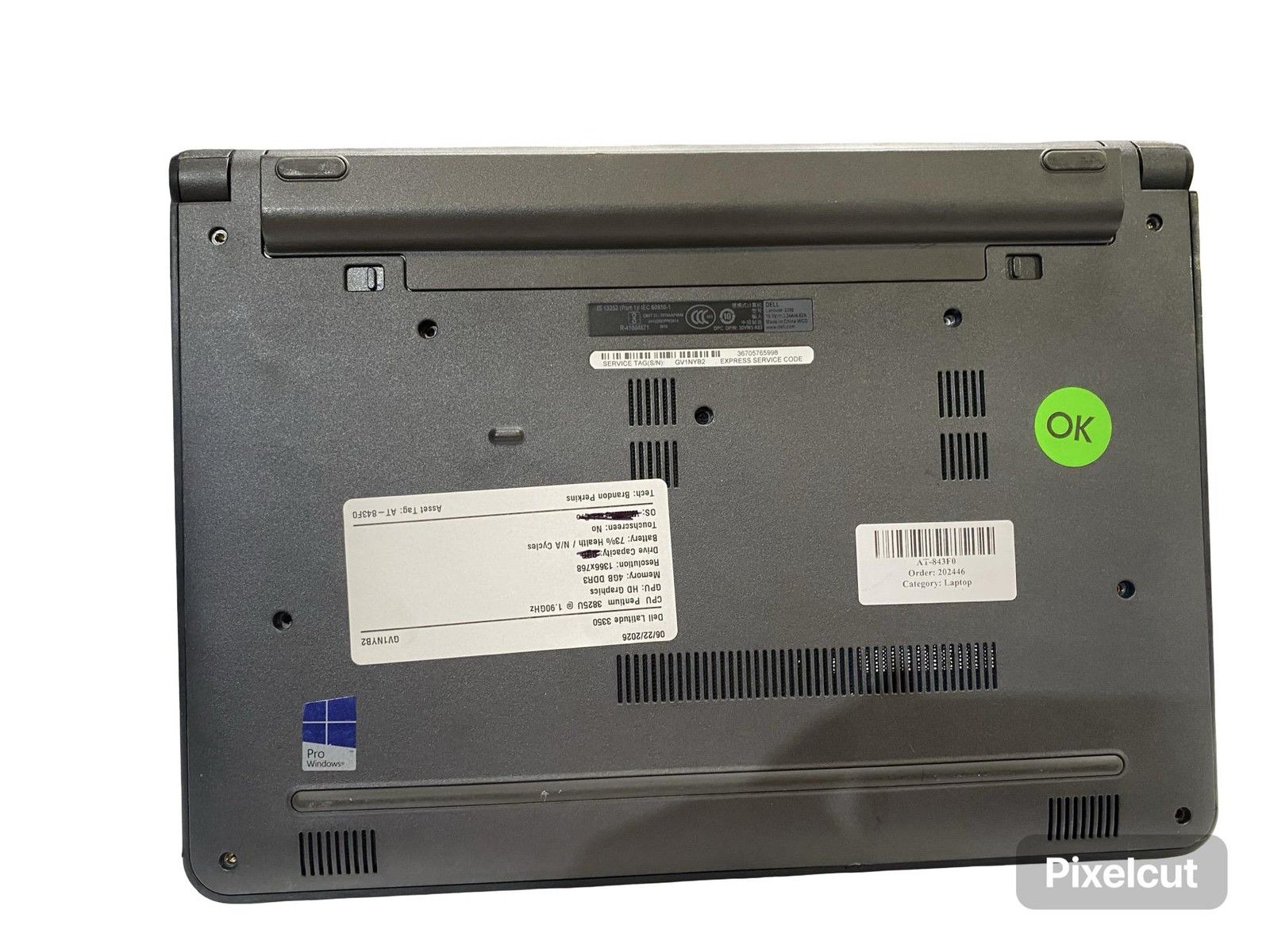 Dell Latitude 3350 Pentium 3825U 4GB Laptop Grade C No OS w/Battery