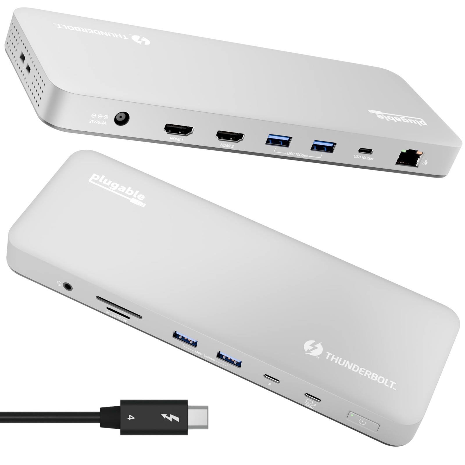 Plugable Thunderbolt 4 Dock for MacBook Air/Pro: 100W Charging, Dual 4K/6K