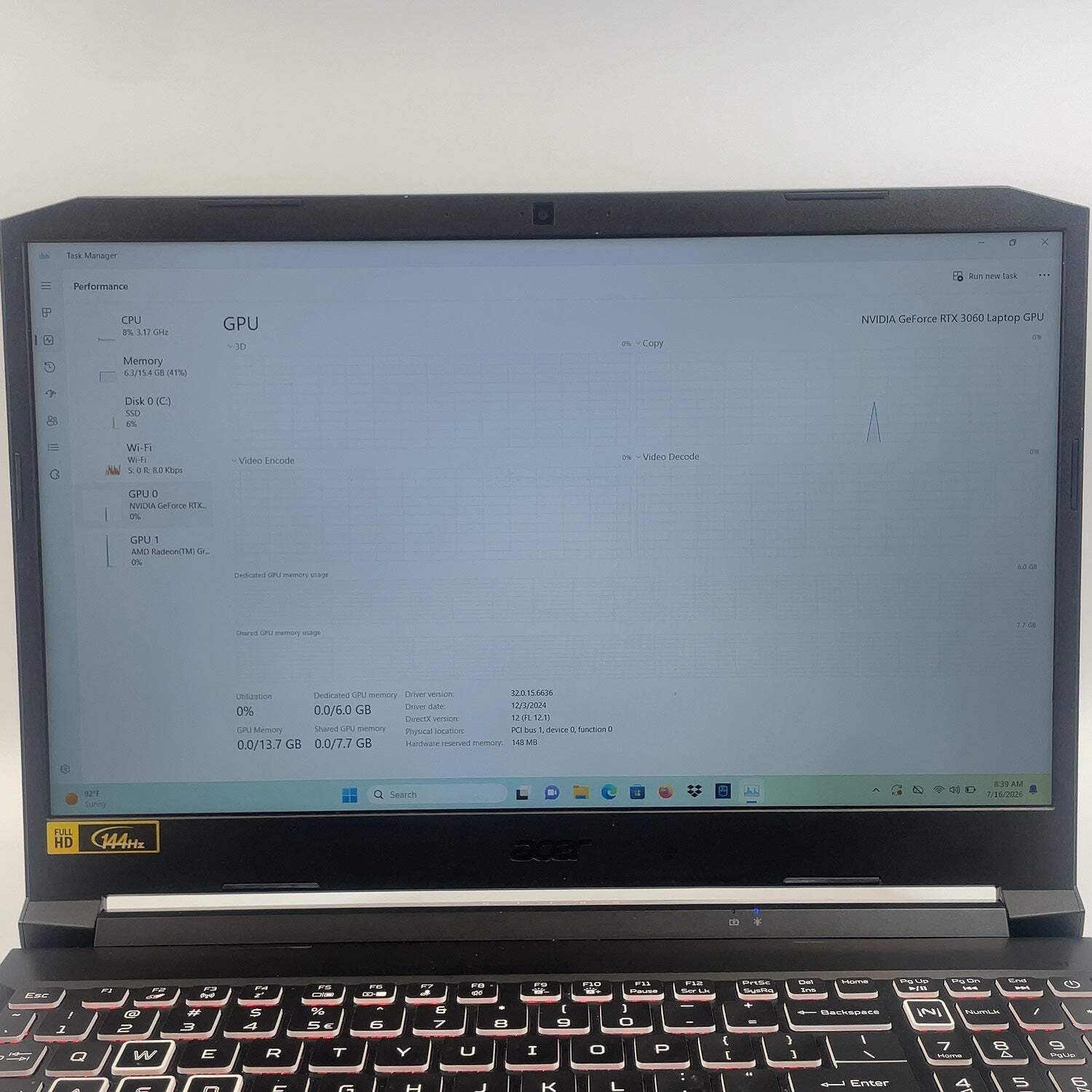 Acer Nitro 5 AN515-45 15.6″ Ryzen 7 5800H 3.2GHz 16GB 512GB SSD GeForce RTX 3060