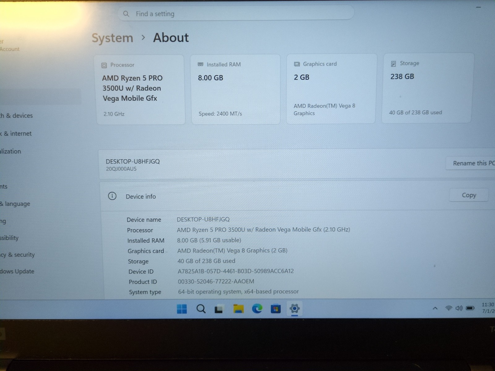 Lenovo ThinkPad T495s | Ryzen 5 3500U | 8GB RAM | 256GB SSD | WIN 11 PRO Laptop