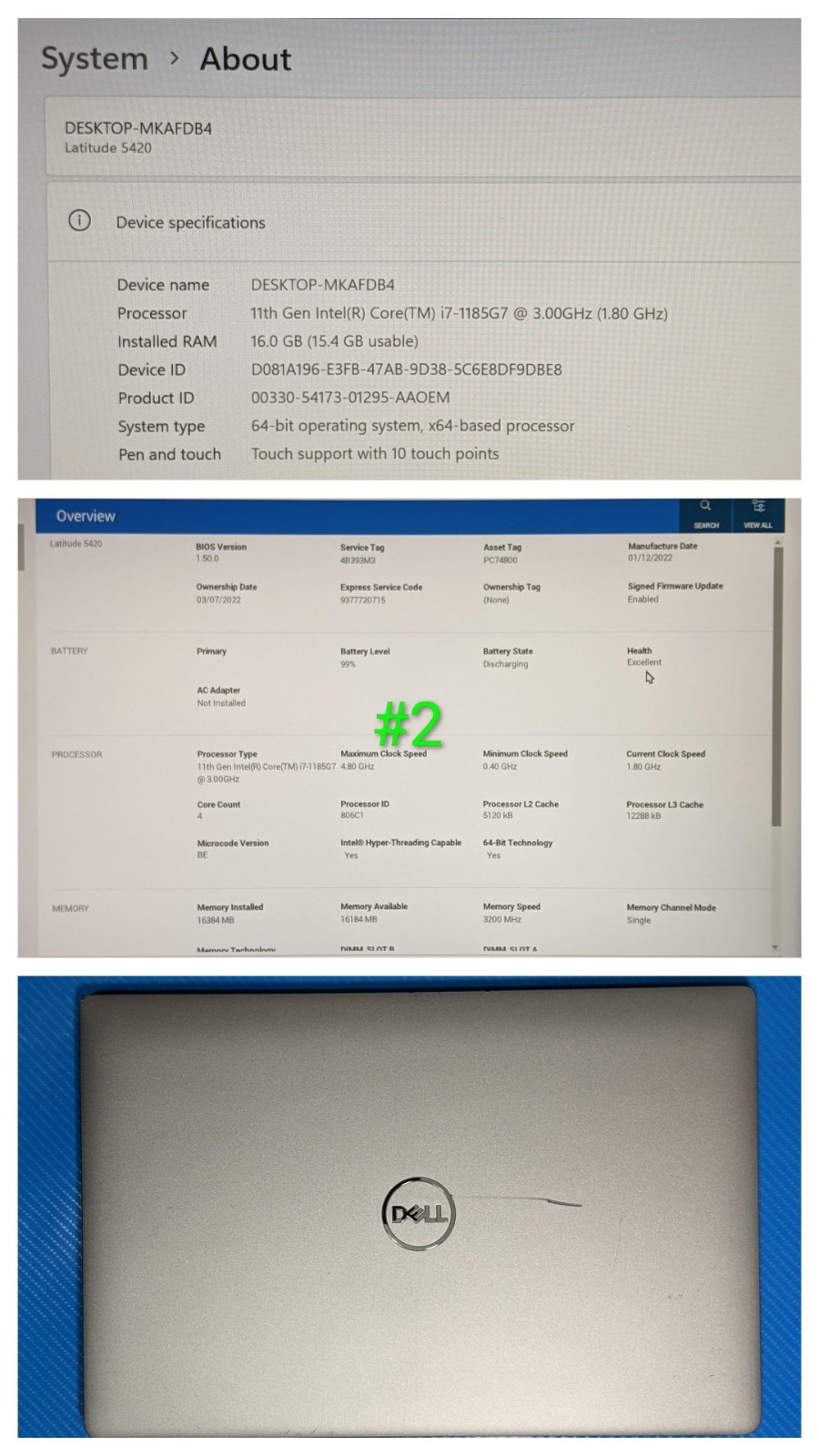 Dell Latitude 5420 14″FHD TOUCH i7-1185G7 3GHz 16GB 512GB W11Pro ExcelBat +PA