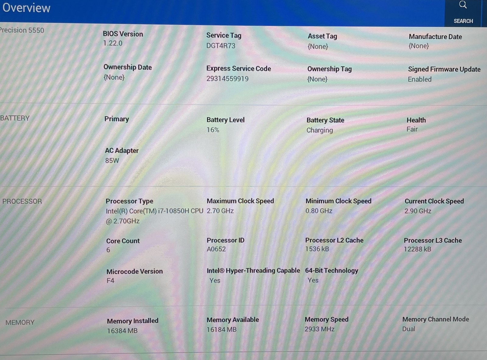 Dell Precision 5550 15″ – i7 2.7GHz – 16GB RAM – 1TB SSD – Grade D