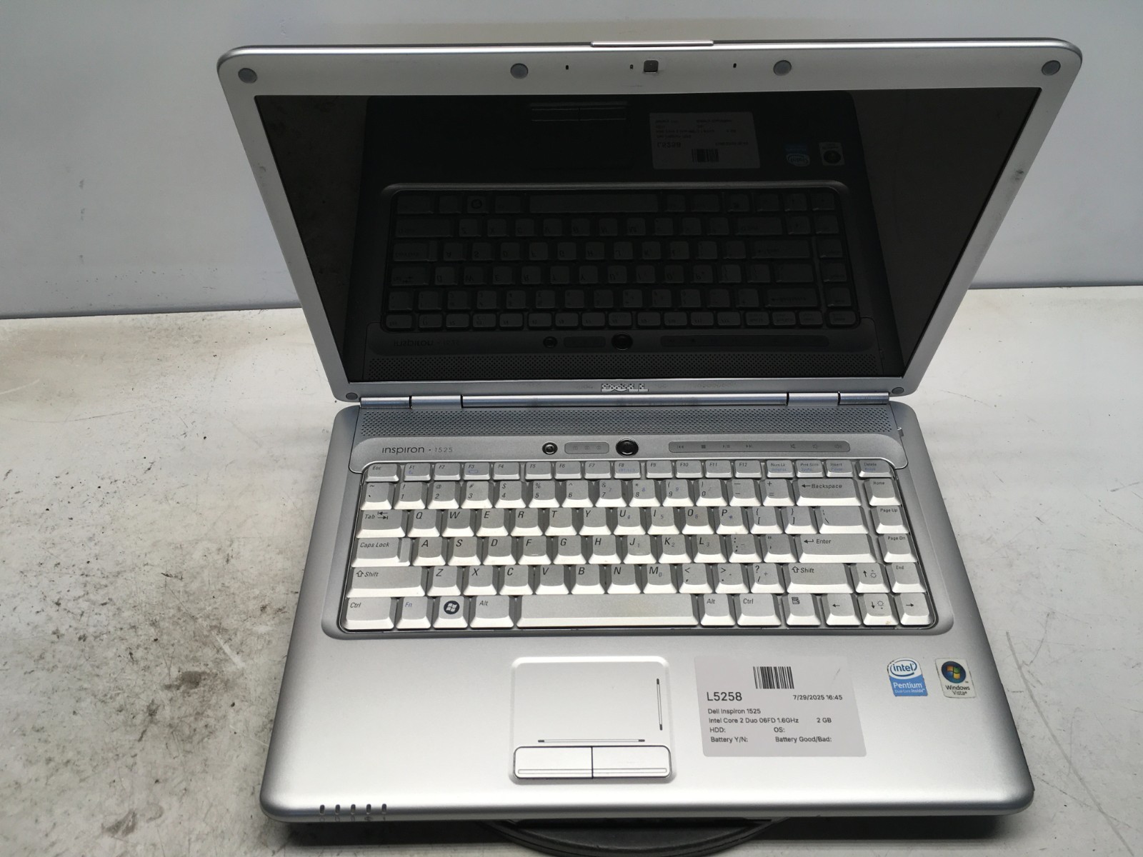 Dell Inspiron 1525 Intel Core 2 Duo 06FD 1.6GHz 2 GB NO HDD