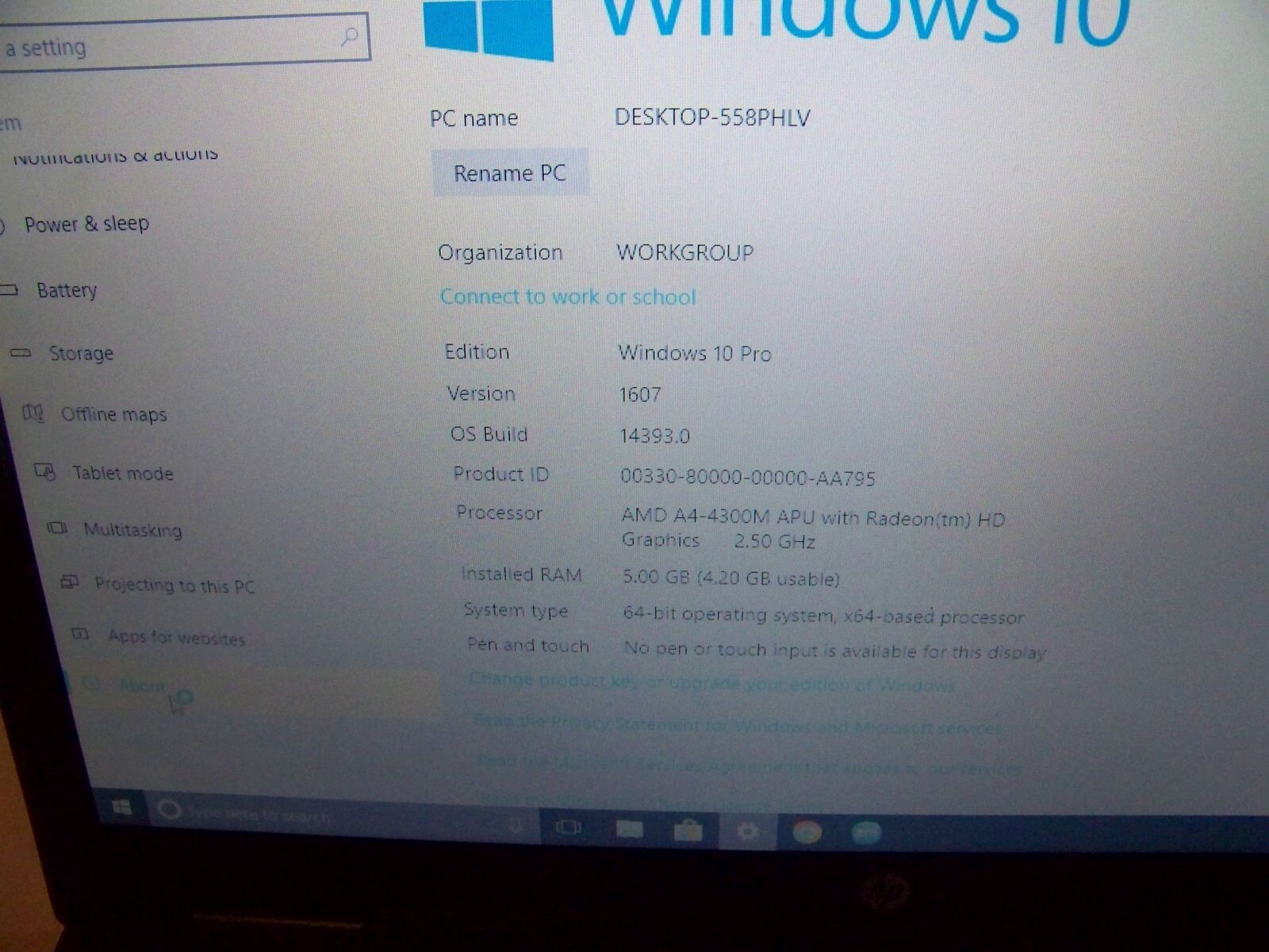 HP ProBook 6475b AMD 2.50Ghz 5GB RAM 320GB HDD 14″ WINDOWS 10 Pro Installed B+