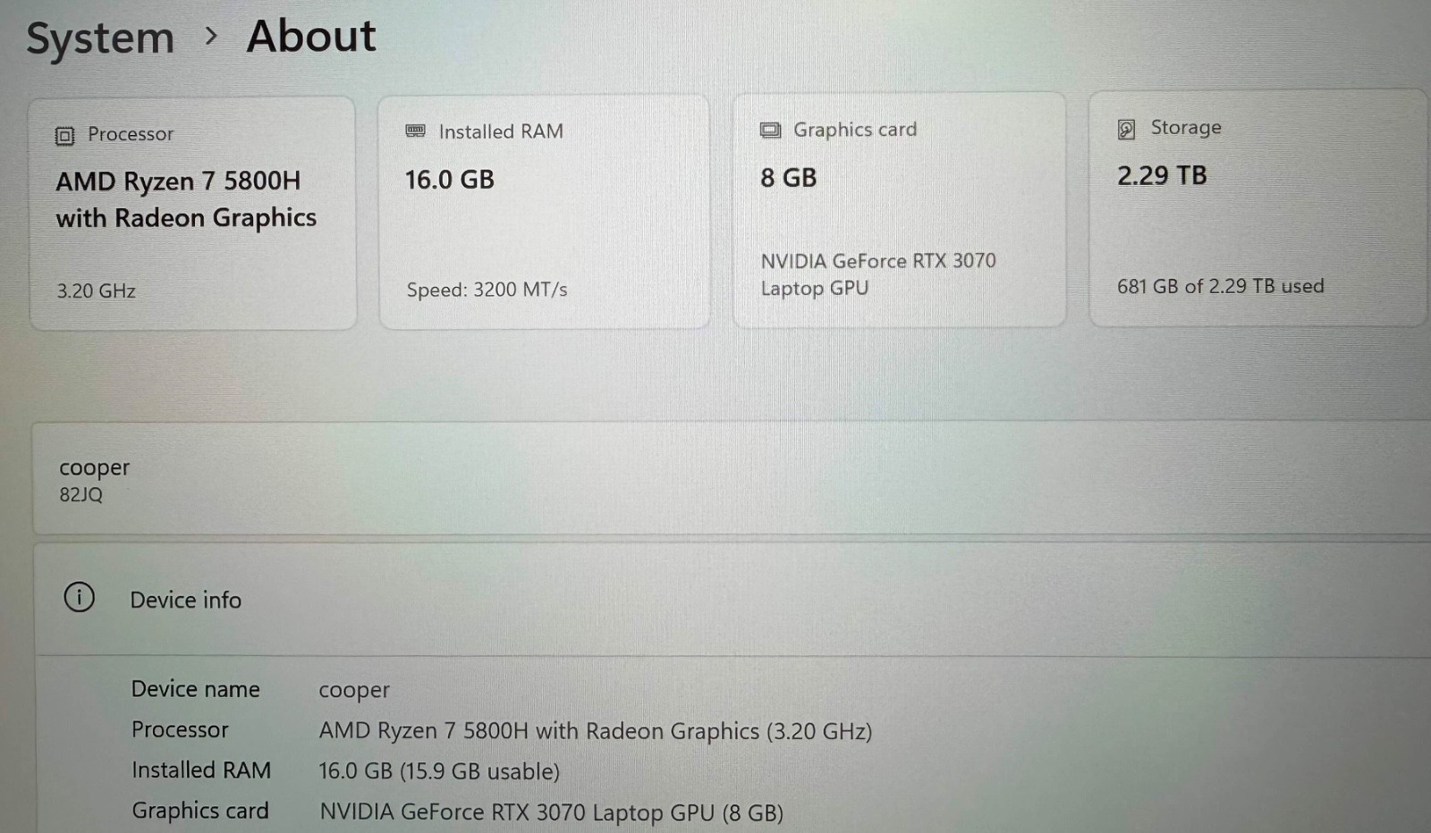 Lenovo Legion 5 Pro 16″ (NVIDIA 3070, 2+0.5 TB SSD, AMD Ryzen 5 800H, 16GB RAM)