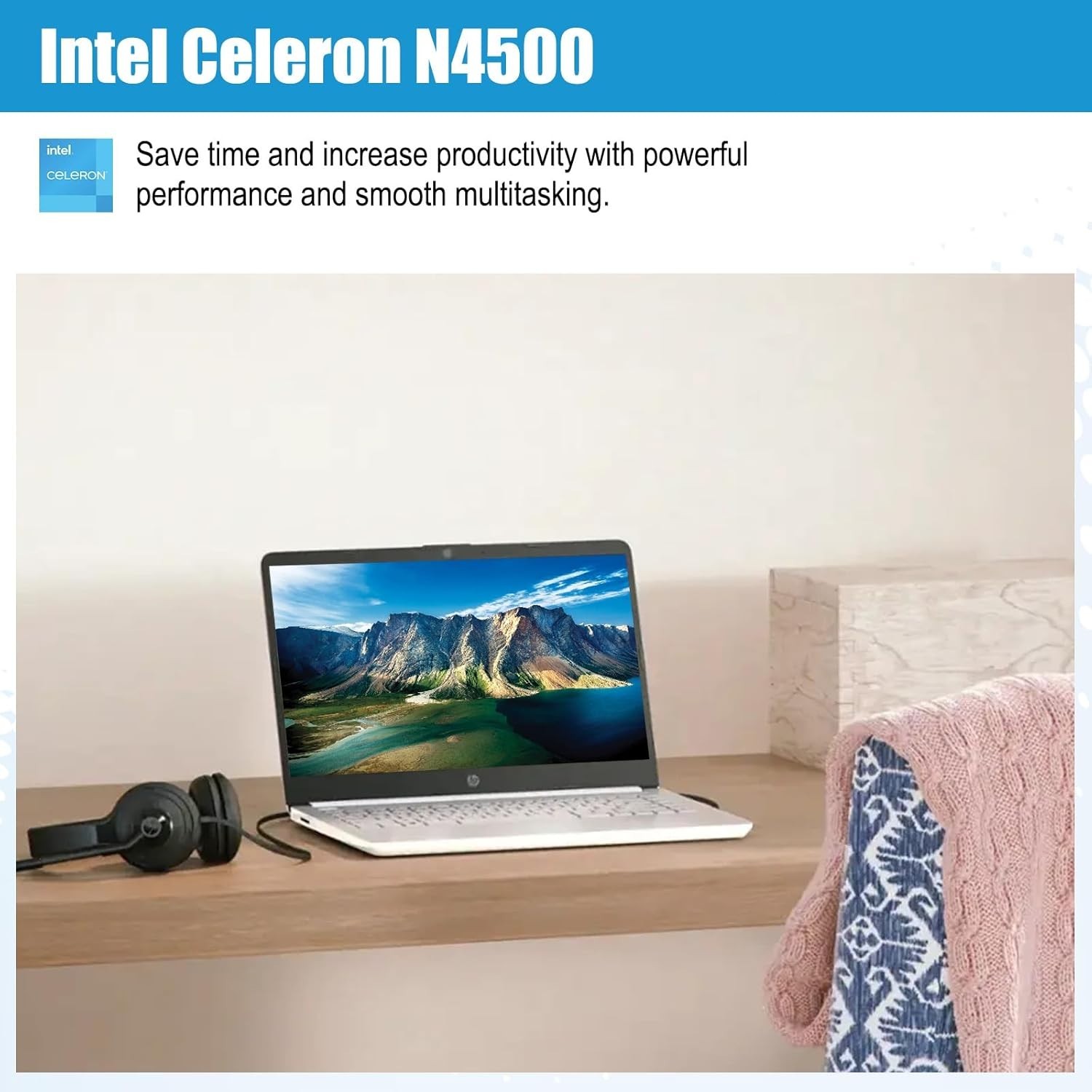 HP 14″ Business Laptop,Intel Celeron N4500,4GB RAM,64GB eMMC,1-Year Office 365