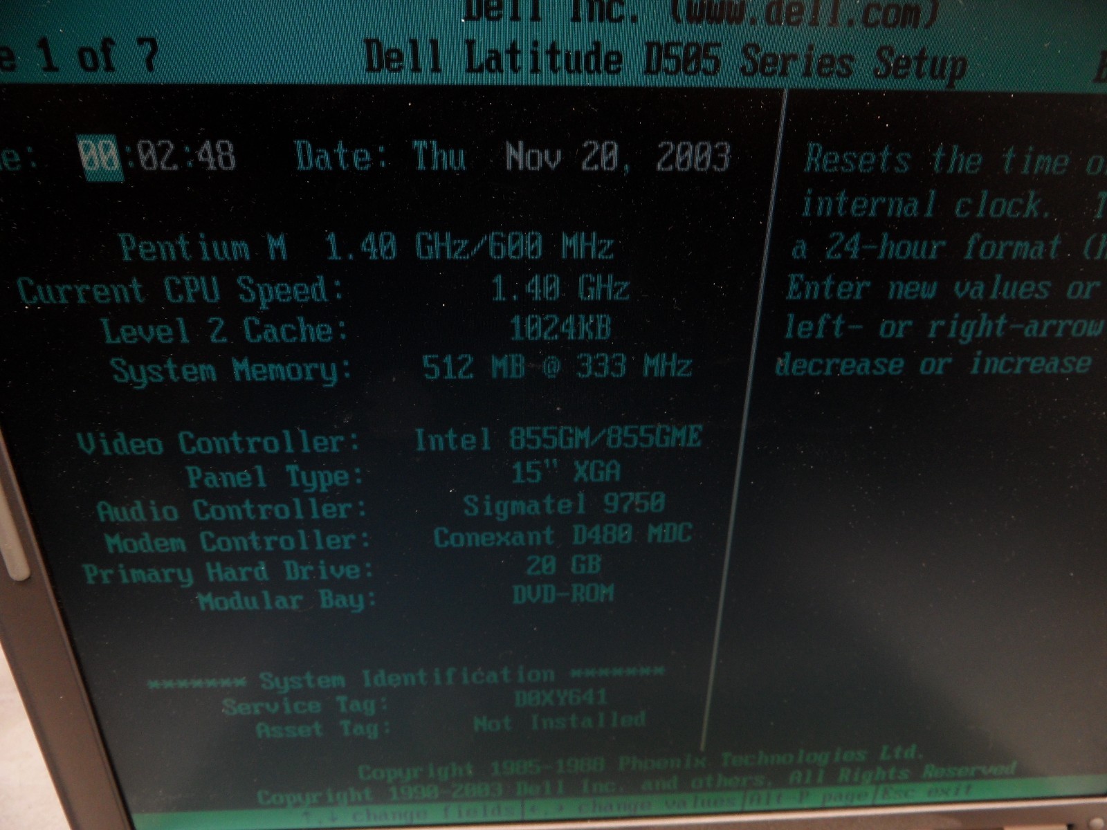 Dell Latitude D505 PP10L Parts Laptop 1.4Ghz 1Gb Ram No Hard Drive Post To Bios