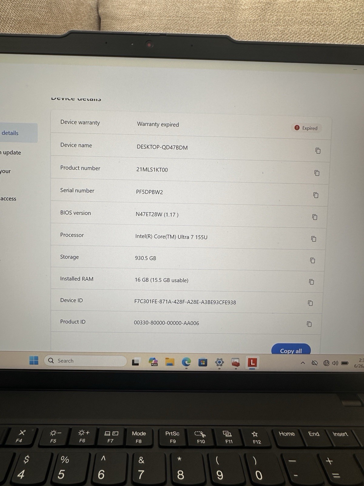 Lenovo ThinkPas T14 Gen 5 Laptop Intel Ultra 7 155U 16GB | 1TB