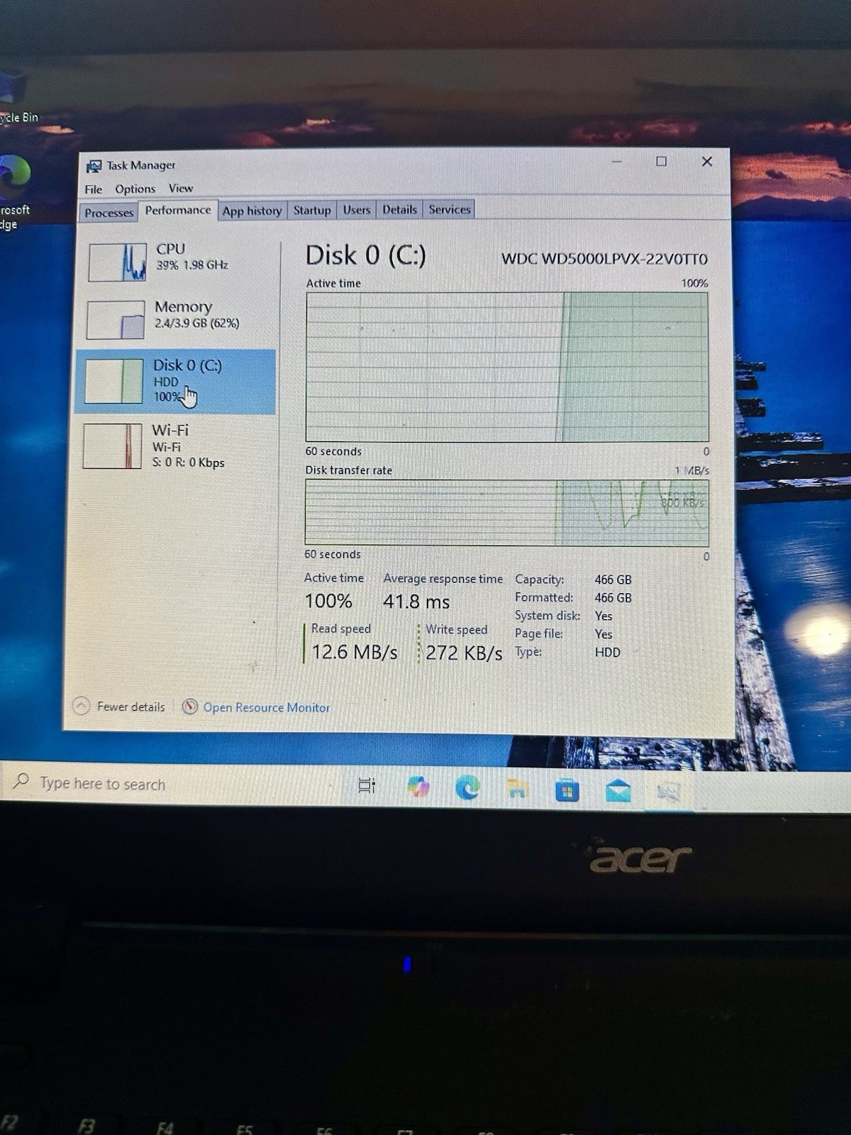 ACER ES1-512 MS2394 Intel Celeron N2840 @ 2.16Ghz, 4GB Ram, 500GB HDD W Charger