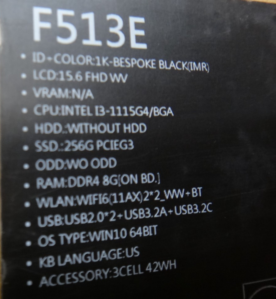 Genuine ASUS VivoBook 15 F513E 15.6″ FHD Intel Core i3-1115G4 8GB Ram 256GB SSD