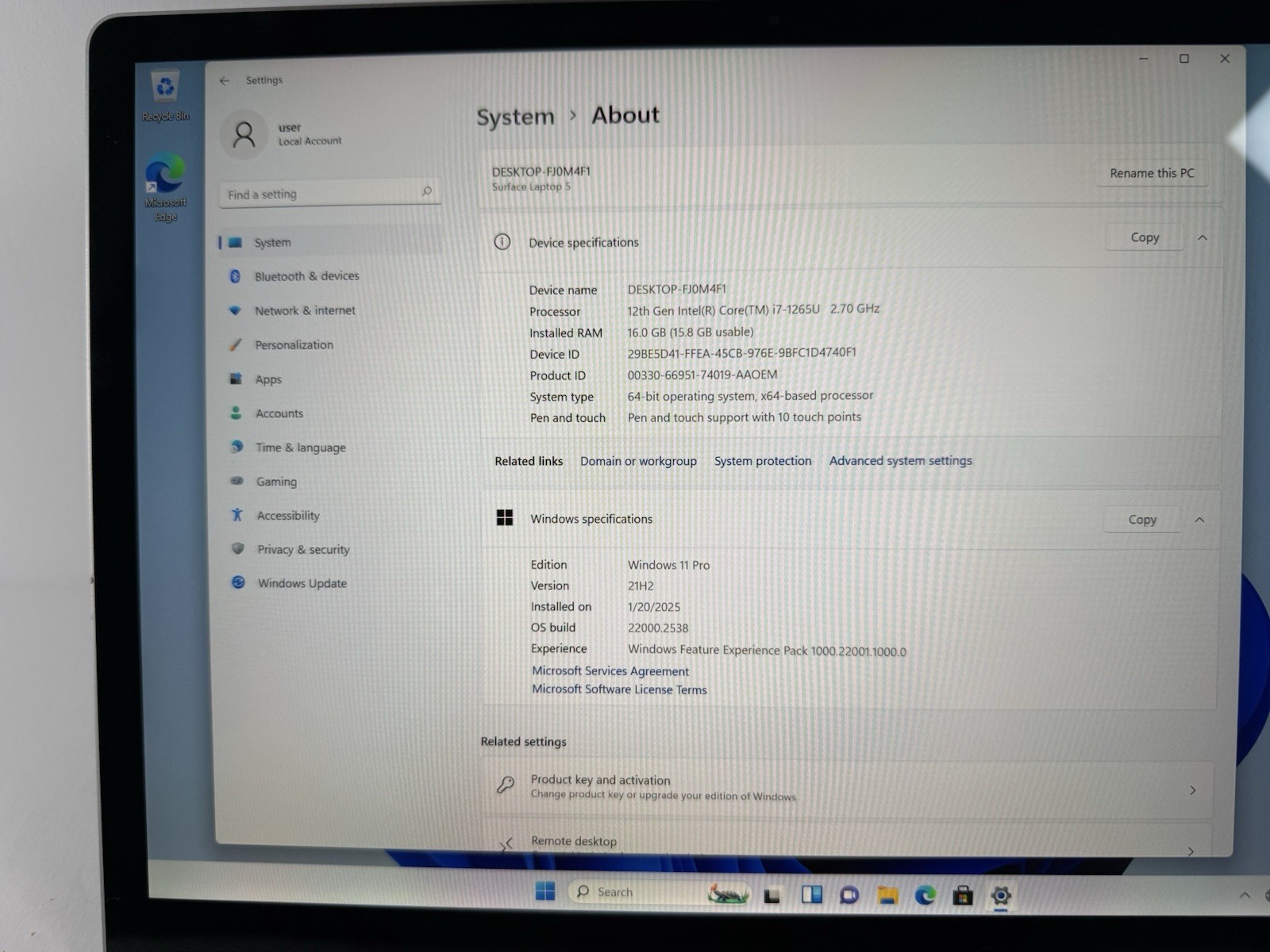 Microsoft Surface Laptop 5 13.5” 1950 Intel Core i7-1265U 16GB RAM 512GB NVME