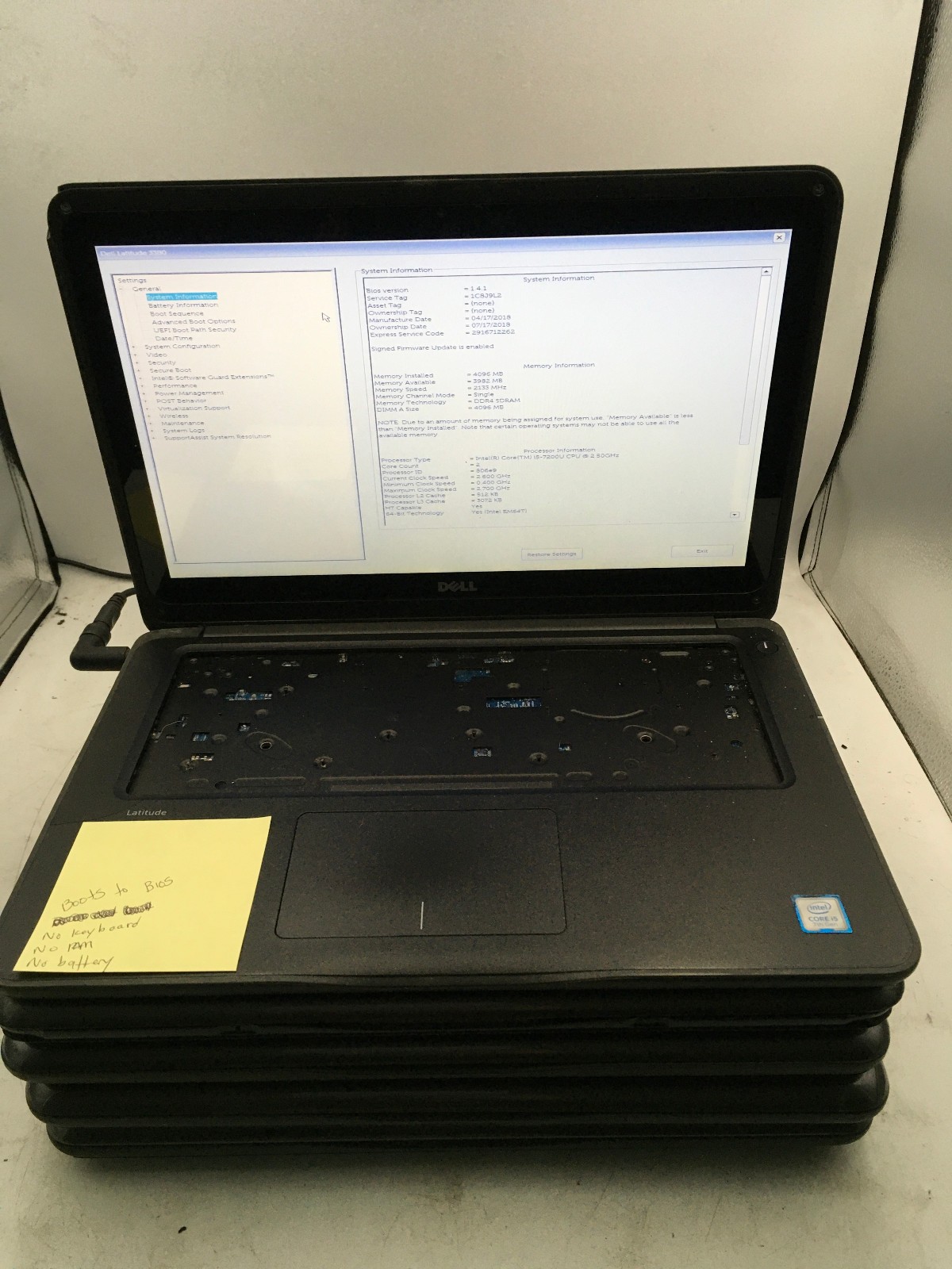 DELL LATITUDE 3380 – LOT OF 10 – FOR PARTS/BOOTS TO BIOS – MISSING COMPONENTS-BB