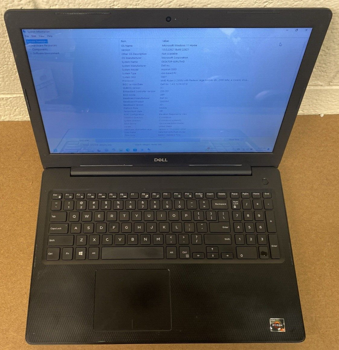 Dell Inspiron 3585 15.6″ Laptop AMD Ryzen 3 2300U 240GB SSD 8GB RAM Windows 11