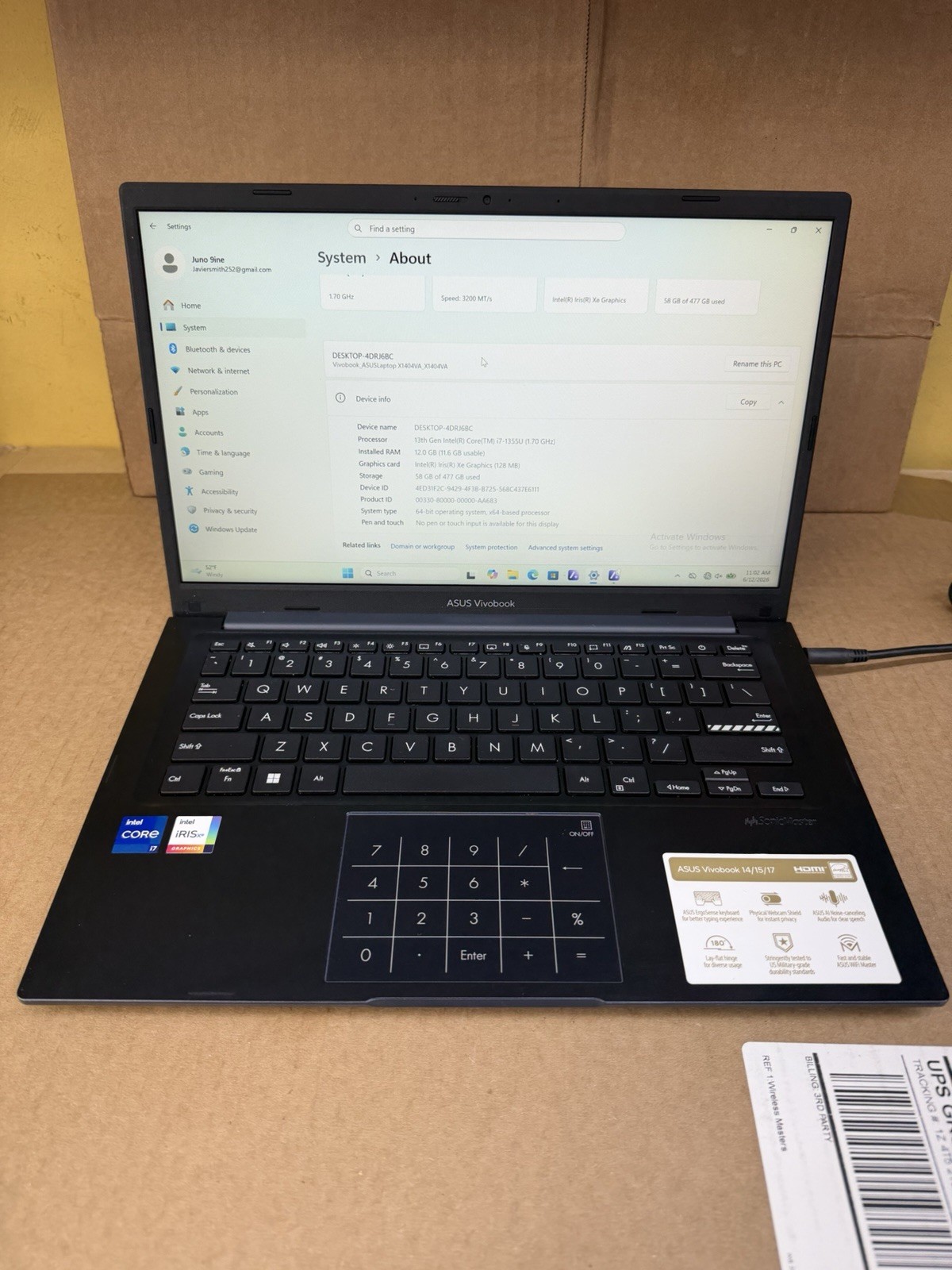 ASUS VivoBook X1404VA-I712512 14″ Intel Core i7-1355U 12GB DDR4 512GB SSD Win 11