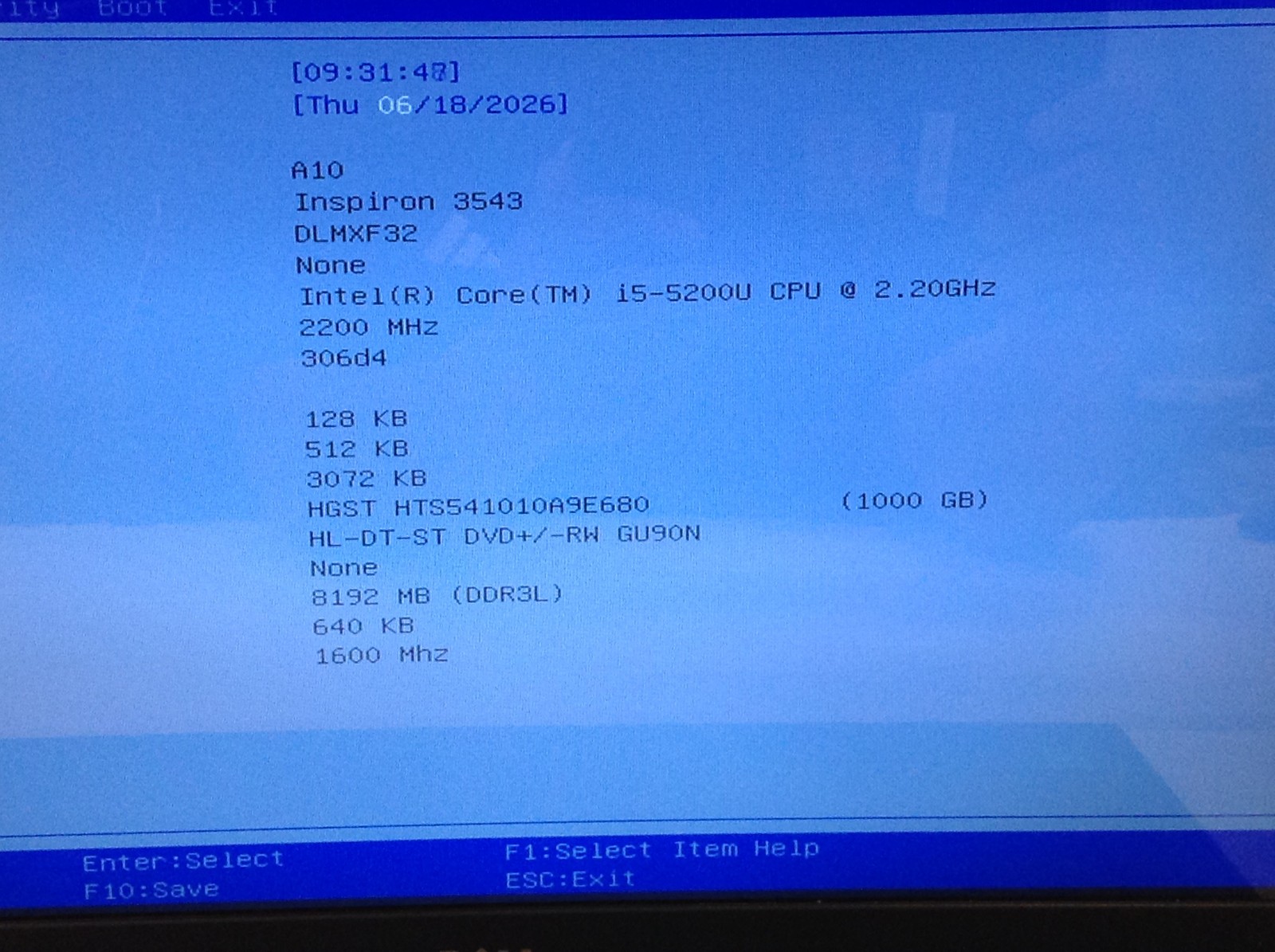 Dell Inspiron 15 3543 Laptop i5-5200U 2.20GHz 8GB RAM 1TB HDD DVD-RW WiFi Webcam