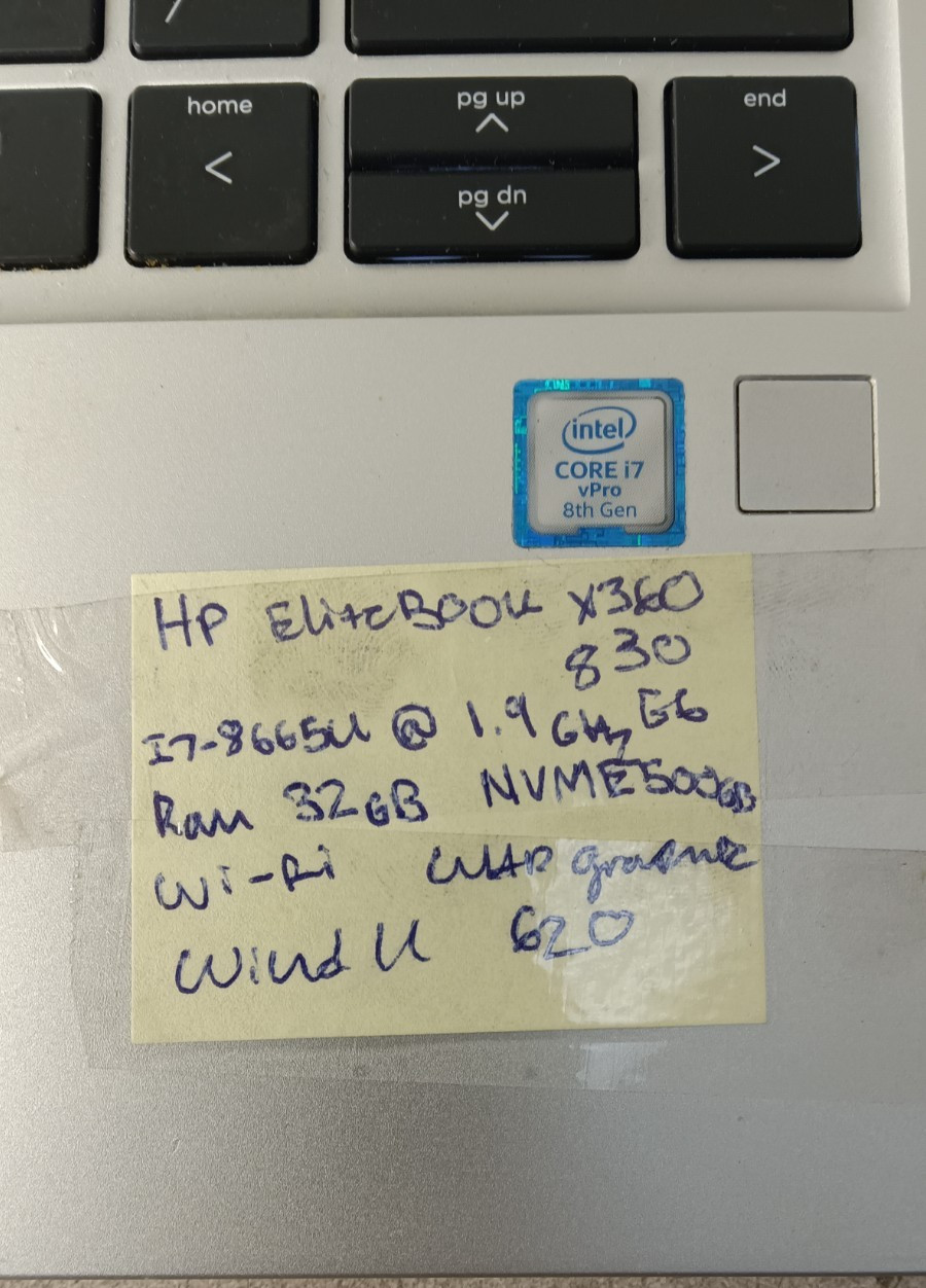 HP Elitebook x360 830 G6 13.3 TOUCH i7-8665u 1.90GHz 32GB ram 512GB NvME reset