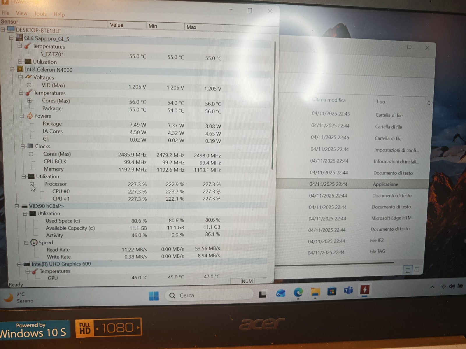 ACER SF114-32 MOTHERBOARD 448.0E604.001M N4000 64GB EM 4GB UHD 600 NBGXH1100A #