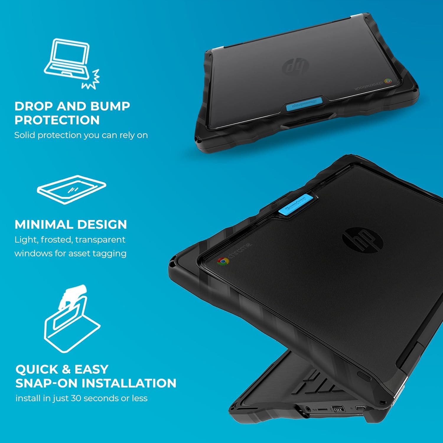 HP Fortis x360 G3 J 11 inch Chromebook (2in1) – Drop Tested Protection Case – Bl