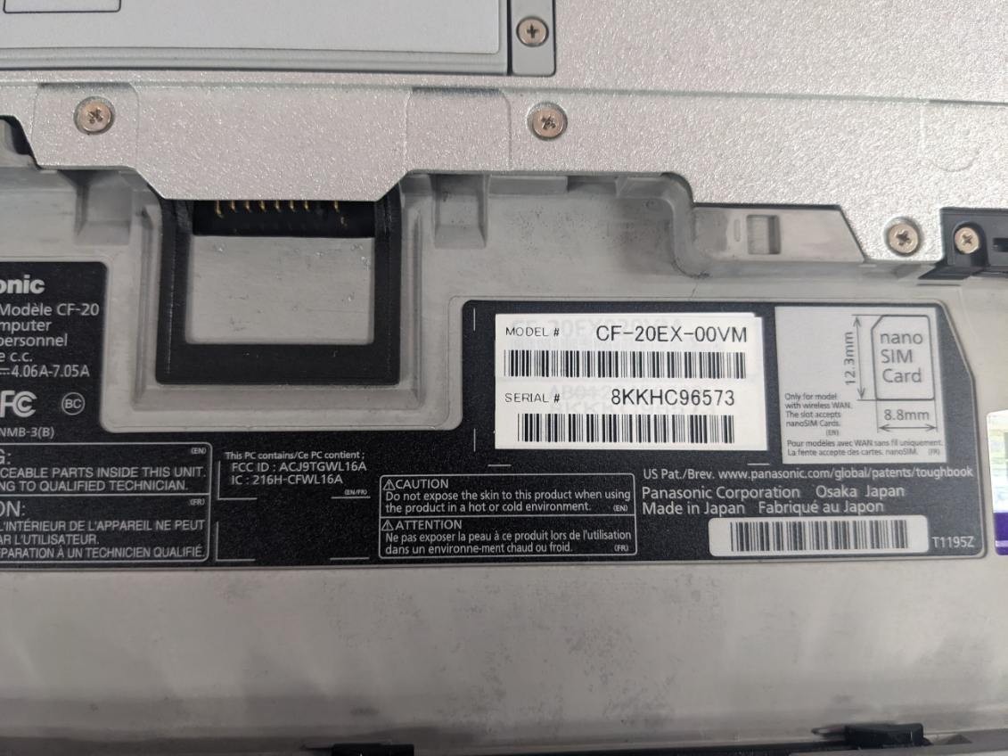 Panasonic CF-20 Core i5 7Y57 8GB RAM 256GB Hard Drive MK2 *PLEASE READ*