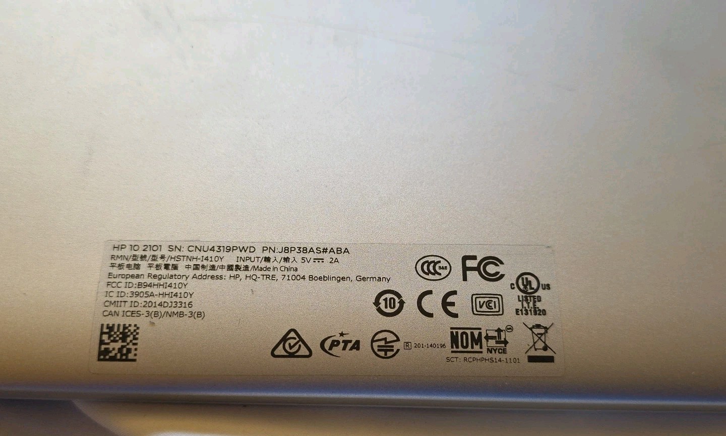 HEWLETT PACKARD HP ~10 2101~ 10.1” DISPLAY 16GB WIFI ONLY ANDROID TABLET ~WHITE~