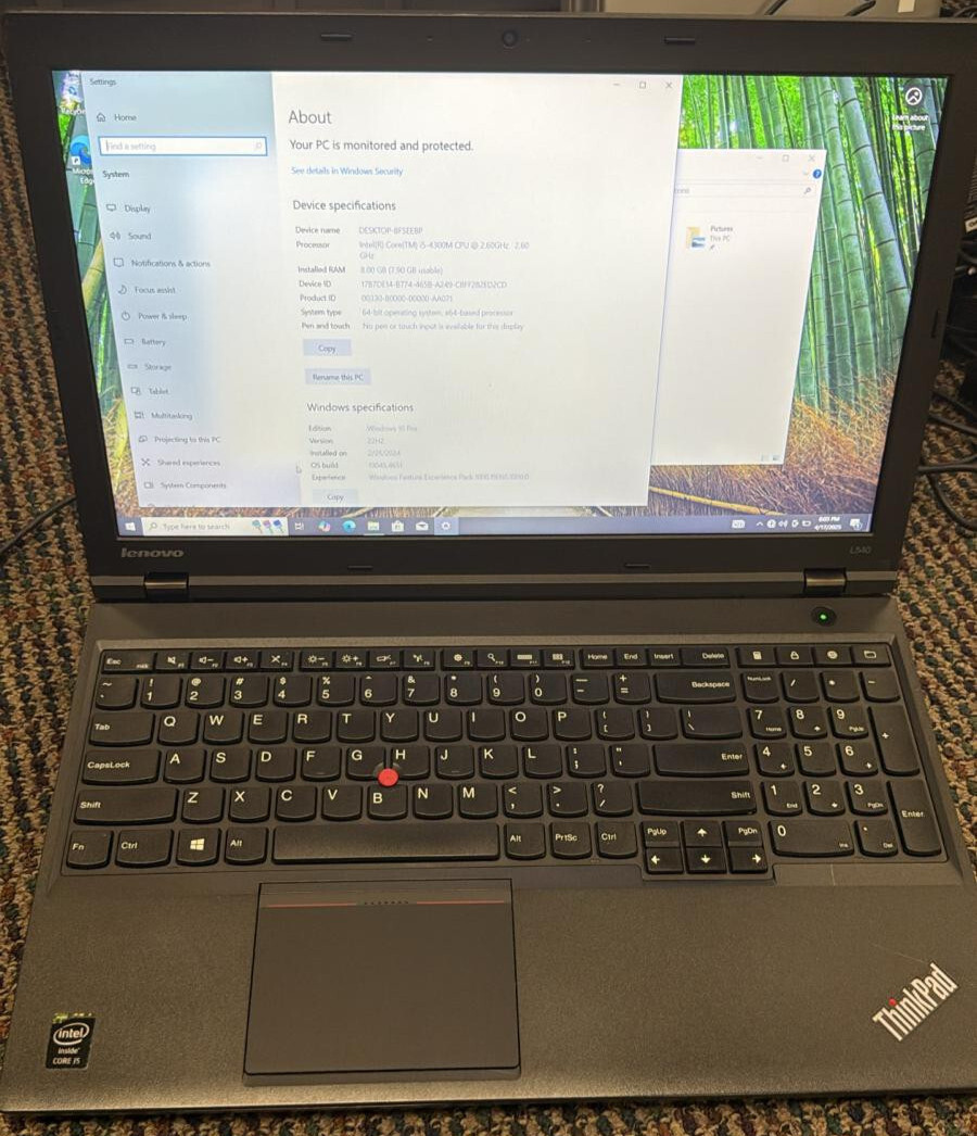 Lenovo ThinkPad L540 Laptop Intel Core i5-4300M 8Gb RAM 512GB SSD Win10 Pro