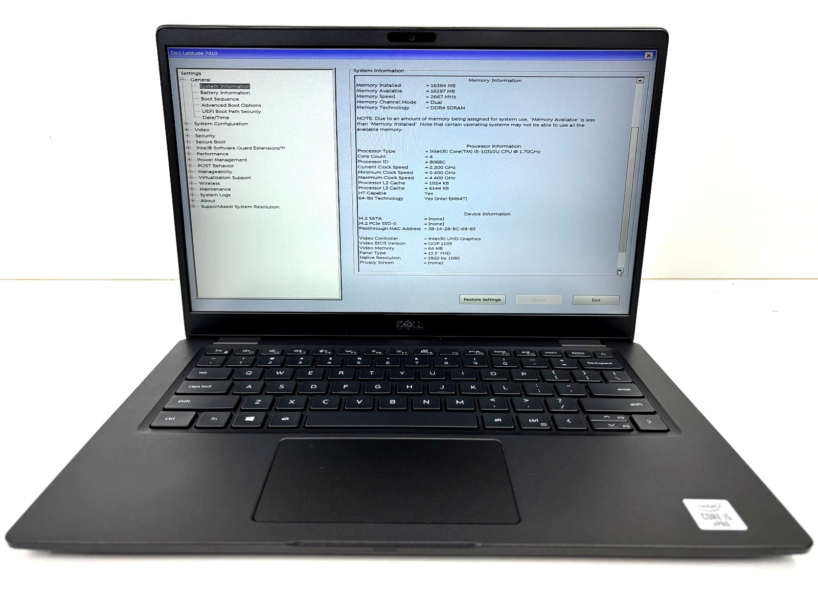 Dell Latitude 7310 i5 10310U 1.7GHz 16GB NO SSD FAIR BATTERY HARD KEYS PARTS