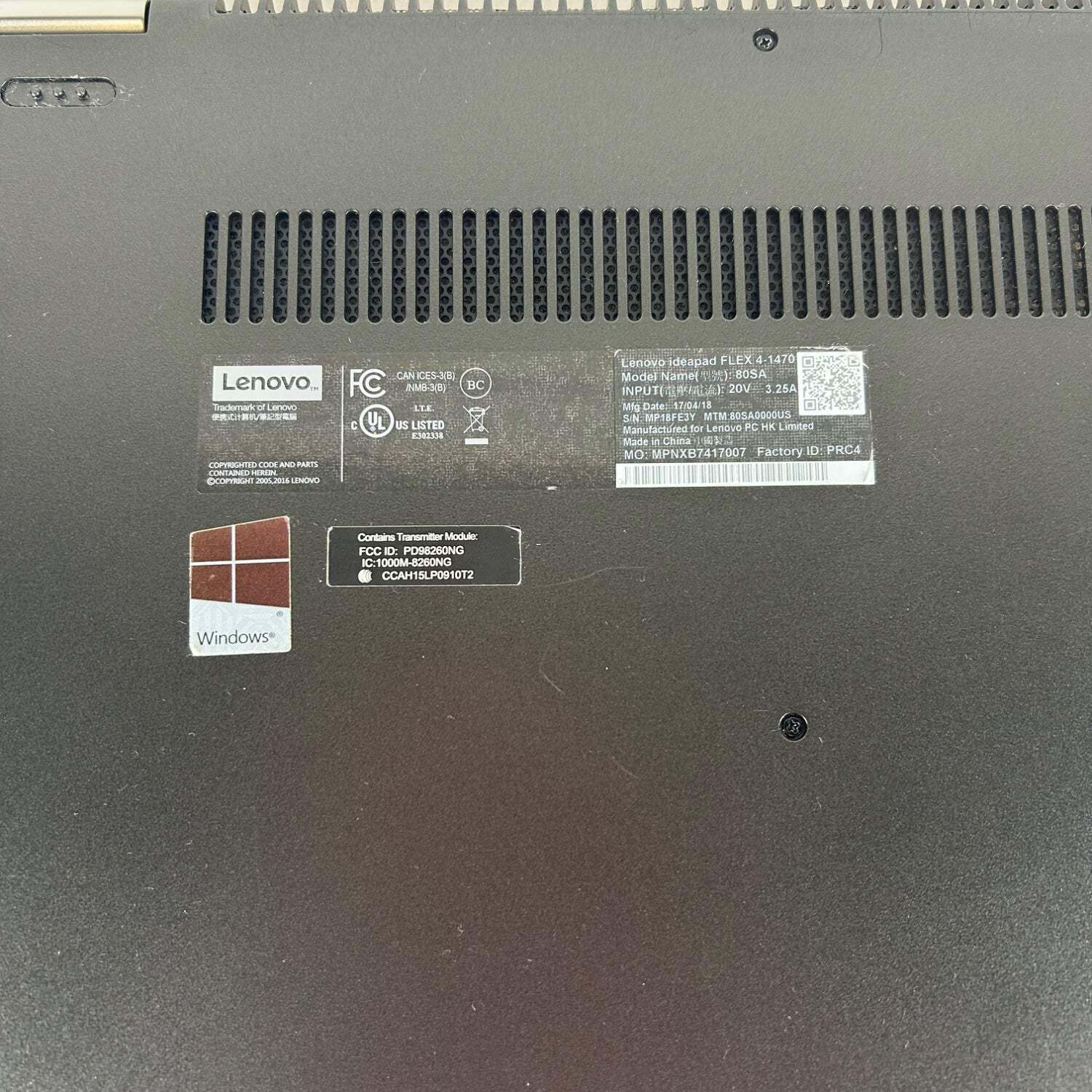 Lenovo Ideapad FLEX 4-1470 14″ Pentium 4405U 2.1GHz 4GB RAM 500GB HDD