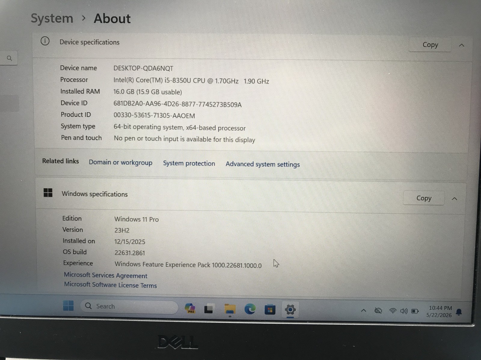 Dell Latitude 5420 Rugged 14″ Core i5-8350U 1.70GHZ 16GB RAM 256GB SSD Windows11