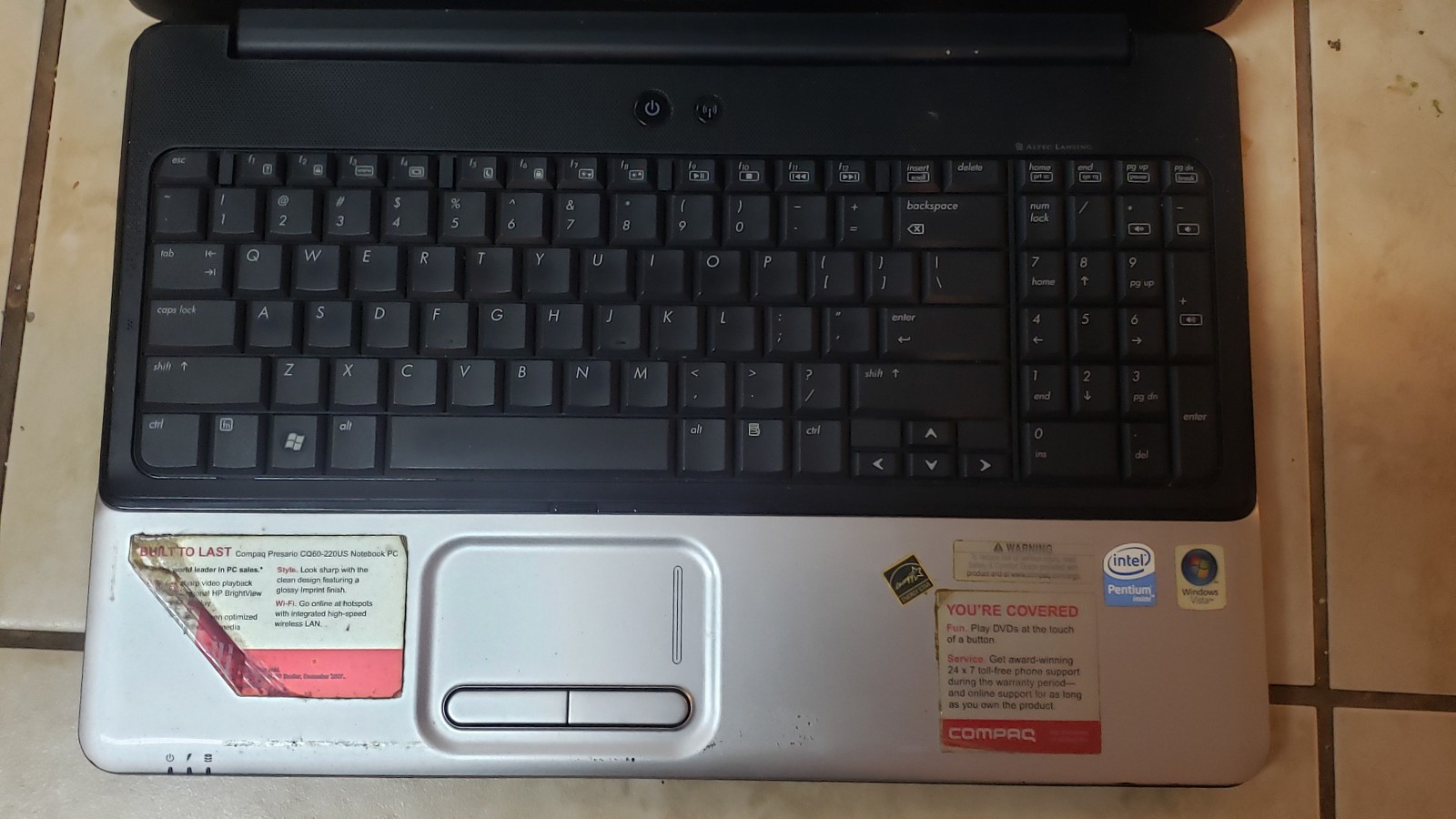 Compaq Presario CQ60 Laptop 1gb 128gb SSD PARTS REPAIR ONLY BROKEN SCREEN *LOOK*