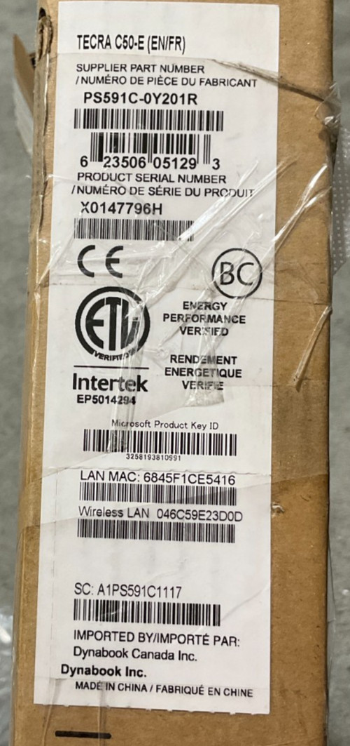 Dynabook Toshiba Tecra C50-E i3-8130U 8GB 1TB WiFiAC 15.6W W10P PS591C-0Y201R