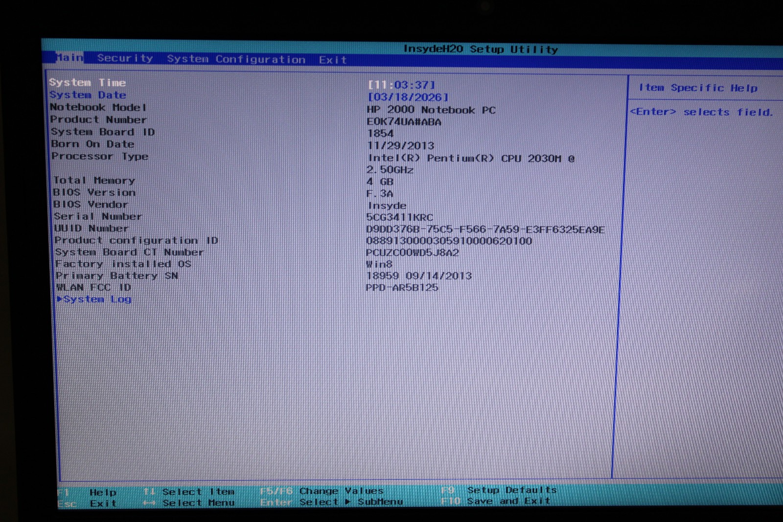 HP 2000-2d24DX _ Pentium 2030M @ 2.5 _ 4GB RAM _ No SSD / OS *READ