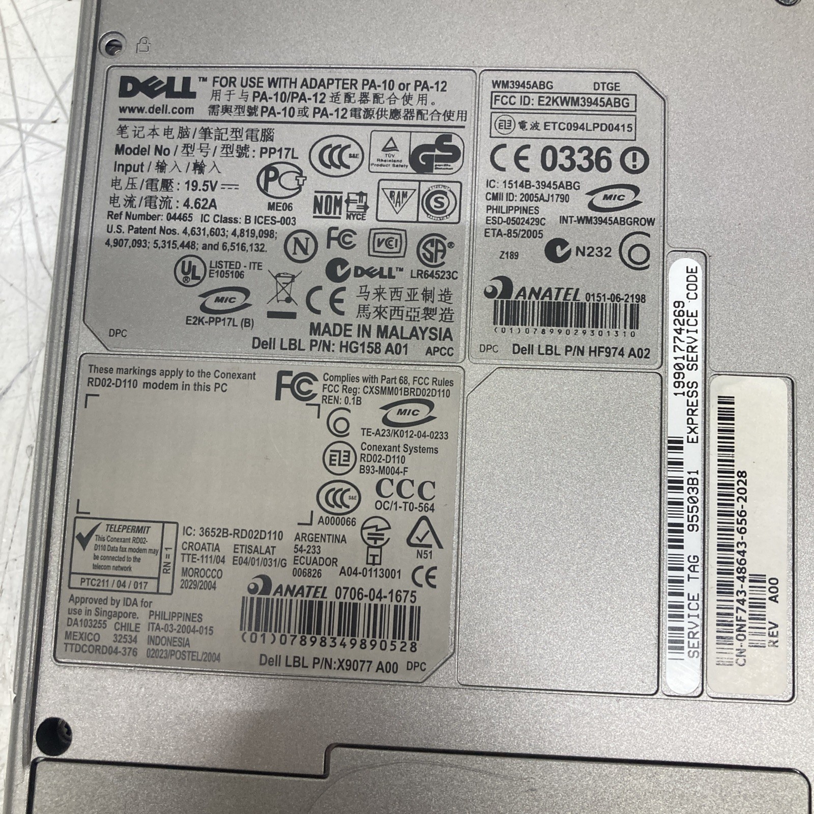 Dell Latitue D520 Intel Core Duo 1.66 GHz 1GB RAM NO HDD/OS Boot to BIOS