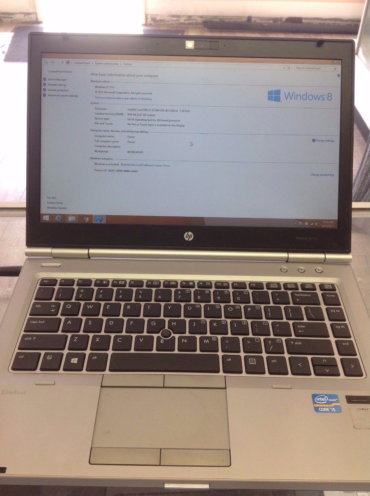 HP EliteBook 8470p Laptop 14″ Intel i5 2.5GHz 4GB 500GB HDD Windows 8.1