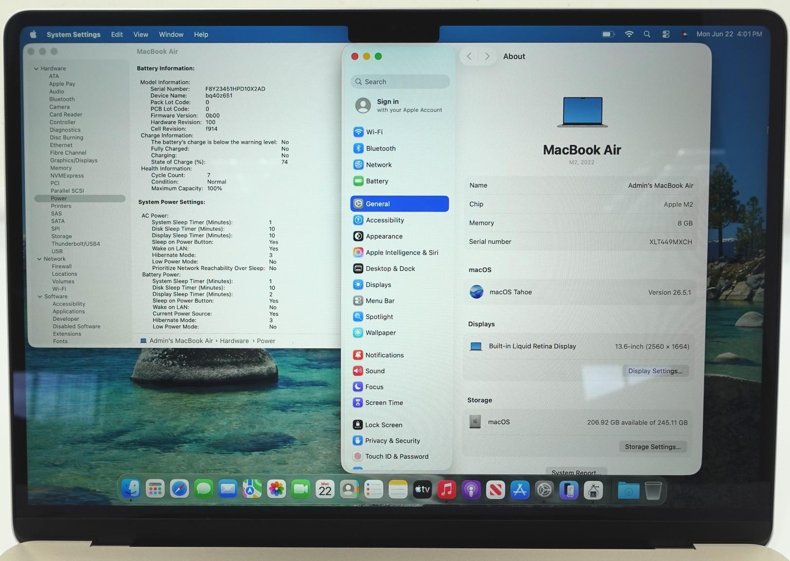 Apple MacBook Air 2022 A2681 13.6″ M2 Retina 8GB 256GB SSD iOS Tahoe