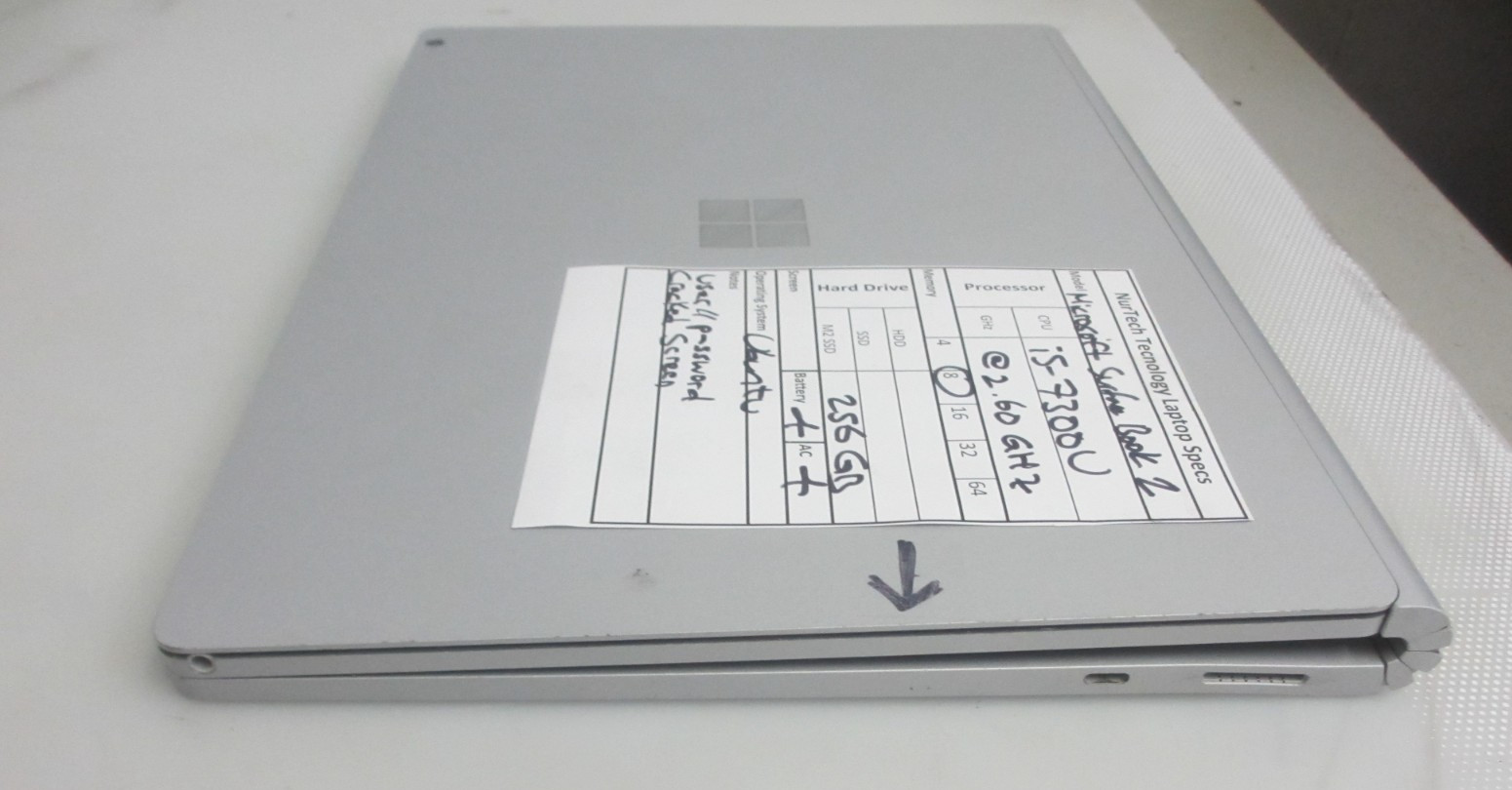 Microsoft Surface Book 2 i5-7300U 2.60GHz 8GB 256GB Ubuntu Laptop + AC READ