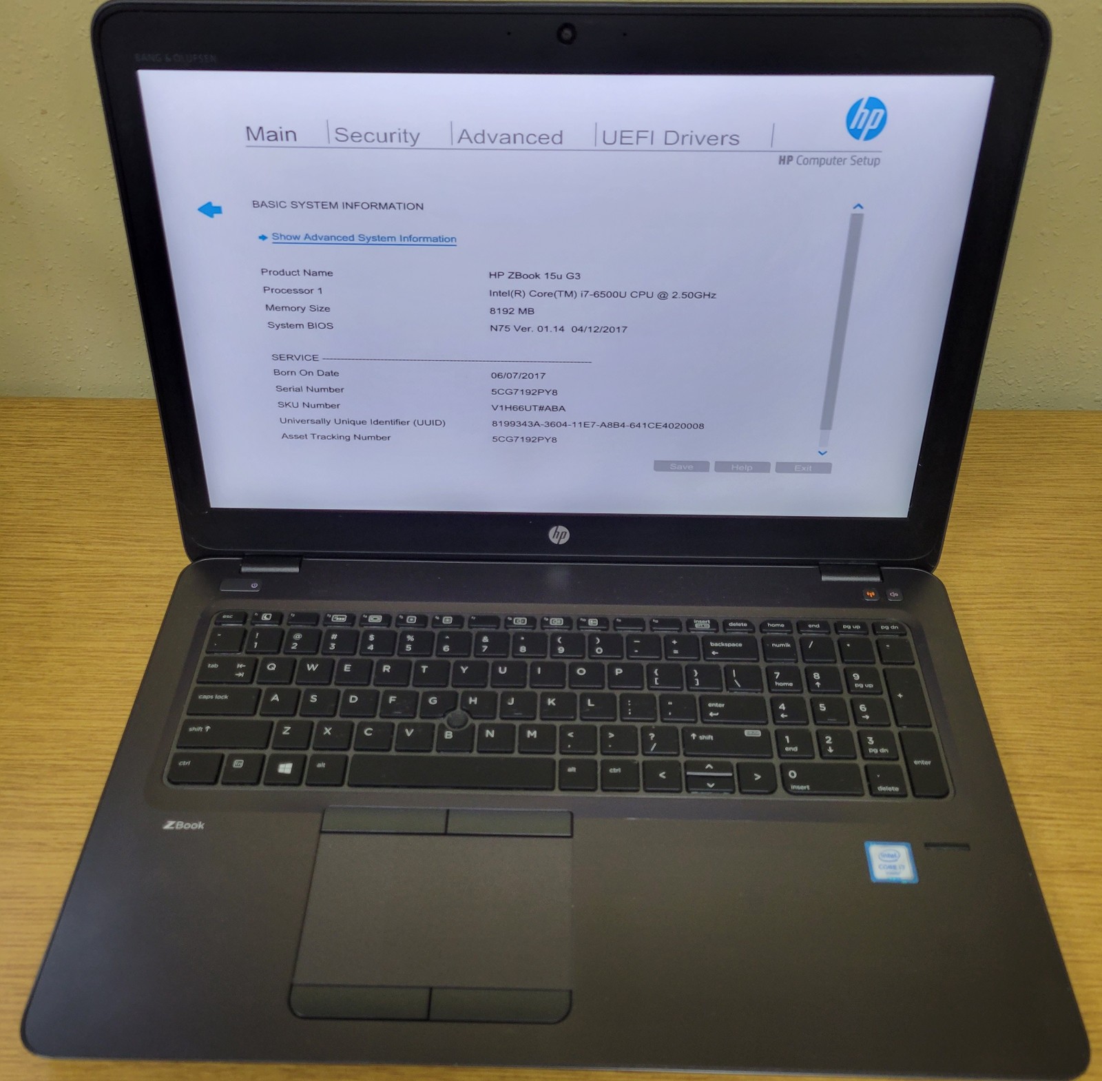 HP ZBook 15u G3 i7-6500U 2.50GHz 8GB 4K Radeon R7 M350 No OS/SSD/HDD