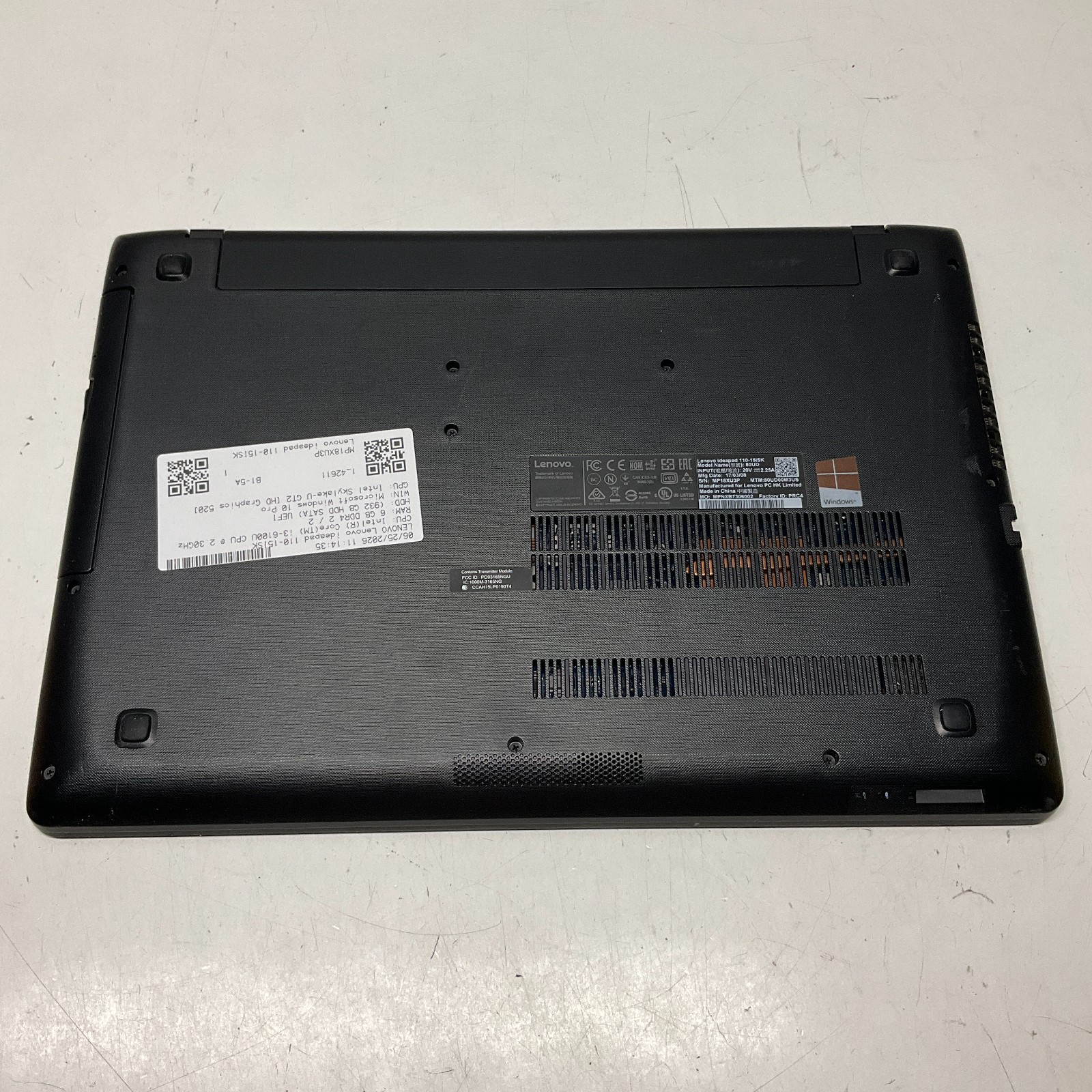 Lenovo IdeaPad 110-15ISK 80UD Quad i3-6100U 2.30GHz 6GB 1TB HDD Windows 10 Pro