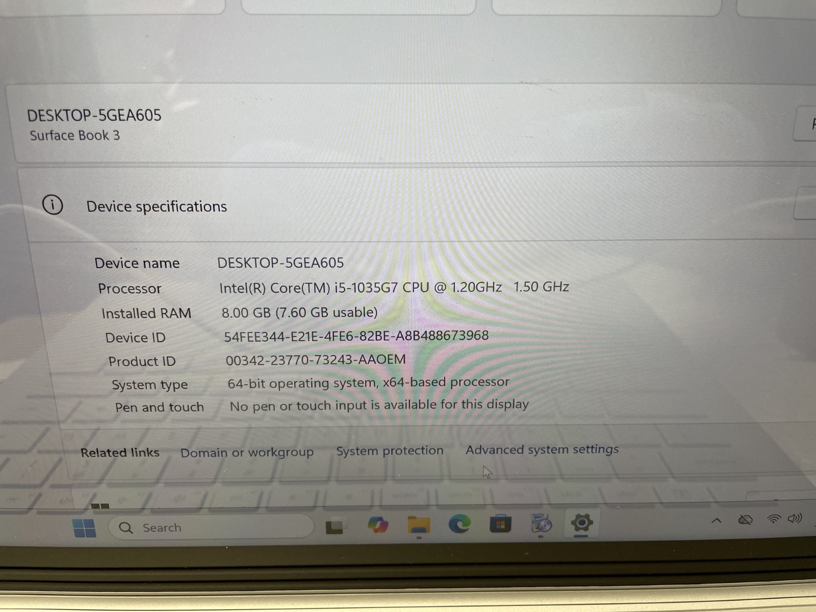 Microsoft Surface Book 3 i5-1035G7 @1.20GHz 8GB RAM 256GB SSD Win11Home READPart