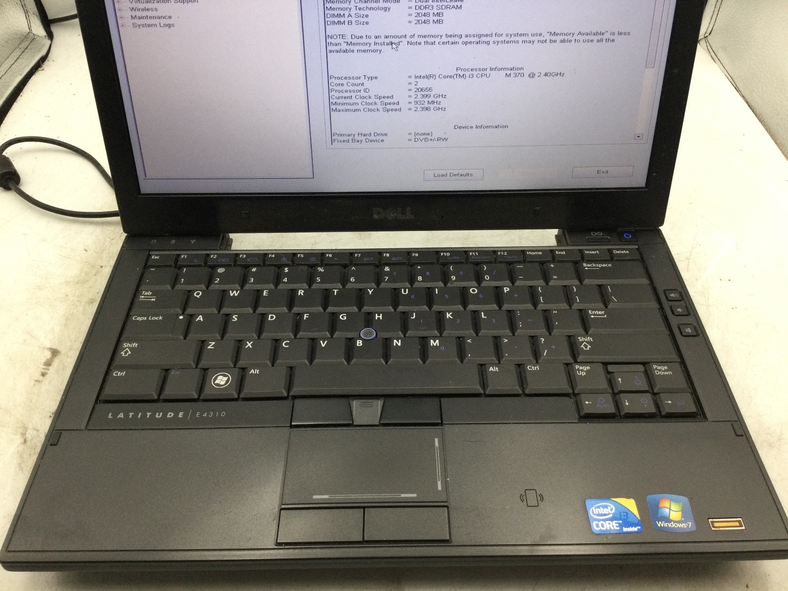 DELL LATITUDE E4310 – BOOTS TO BIOS – INTEL I3 M370 – 4GB RAM – 13″ – READ – BB