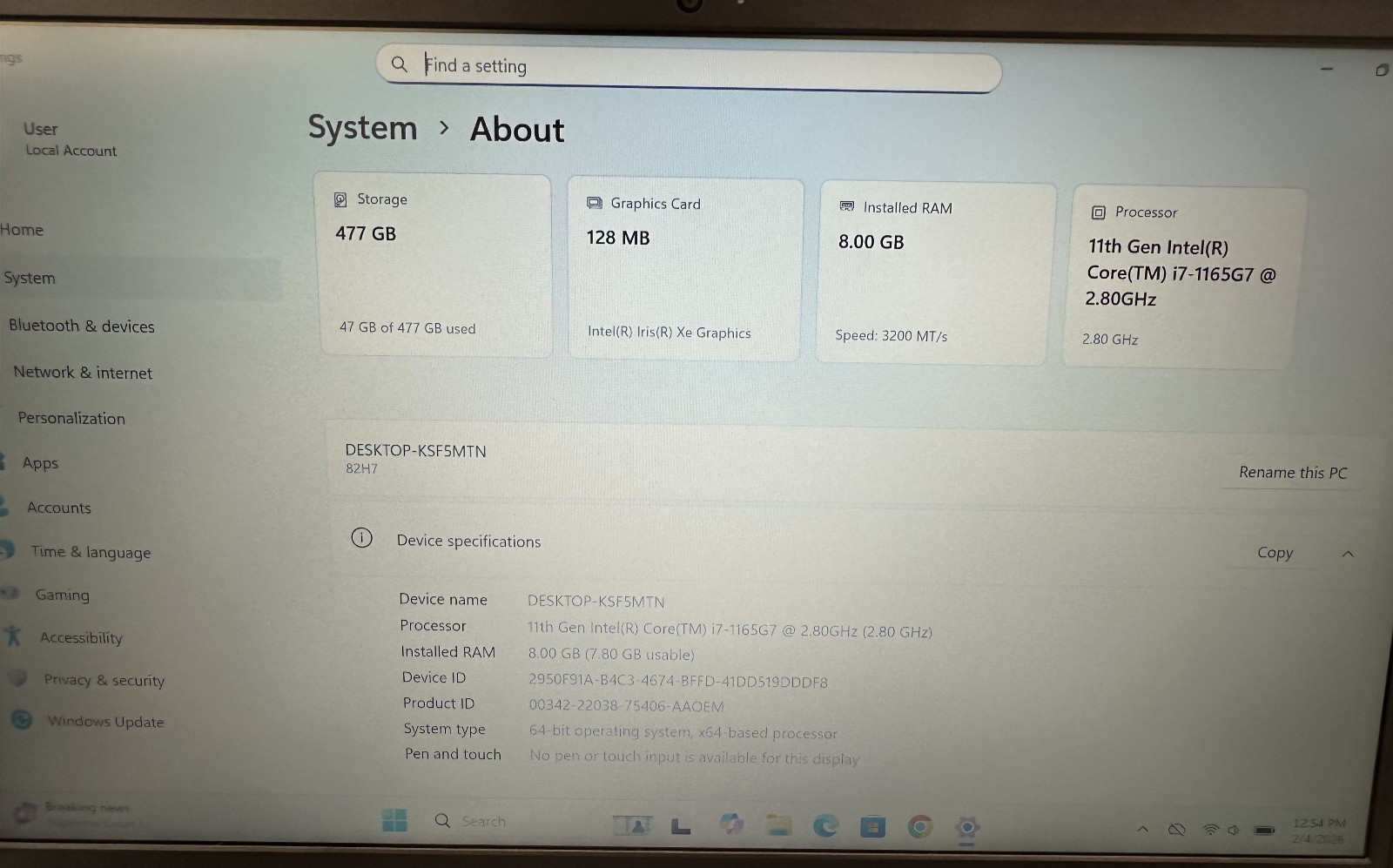 Lenovo 87H7 IdeaPad 3-14ITL6 FHD i7-1165G7 8GB RAM 500GB SSD Windows 11 Home