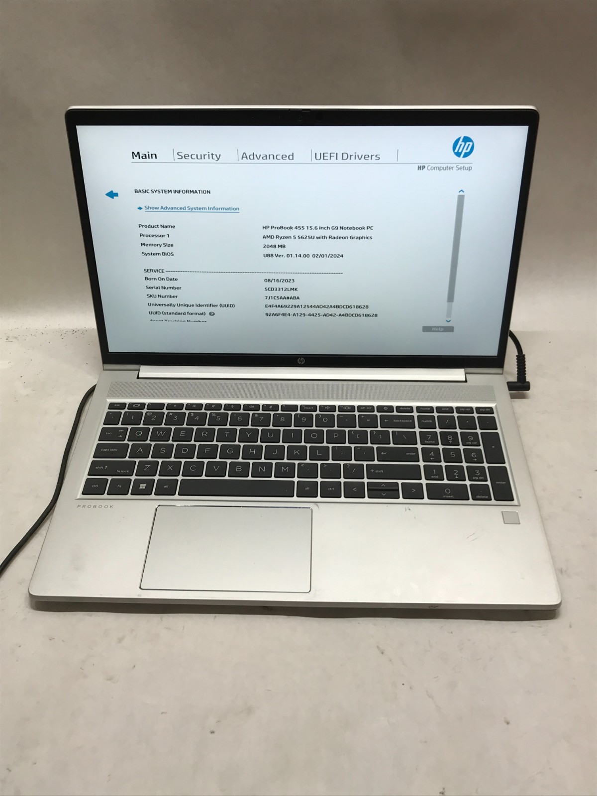 HP ProBook 455 G9 15″ AMD Ryzen 5 5625U NO RAM NO SSD/OS For Parts BENT LID – DW
