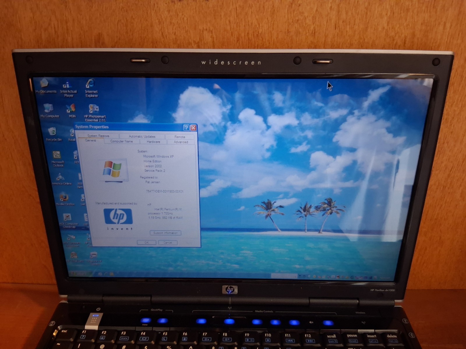 HP Pavilion Laptop DV1000 1.70GHZ 992MB RAM WINDOWS XP