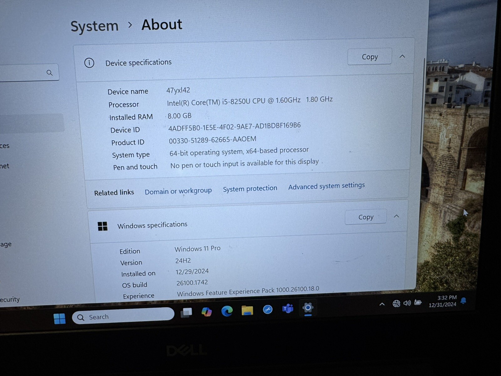 Dell Vostro 5471 i5-8250U, 8GB RAM, 250GB SSD Service Tag 47yxl42