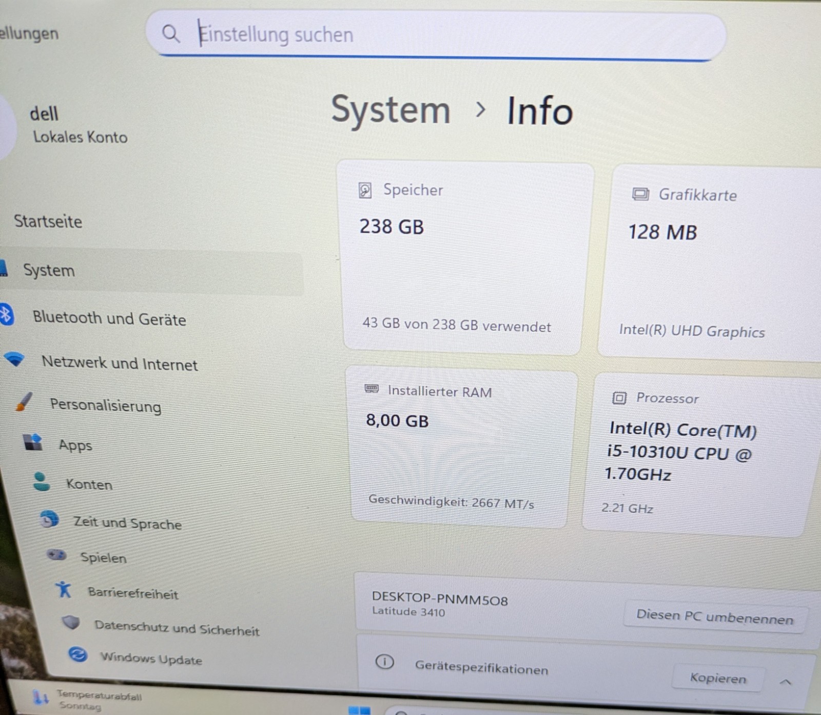 DELL Latitude 3410 Intel® Core™ i5-10310U (14″) Full HD 8GB 256GB Laptop
