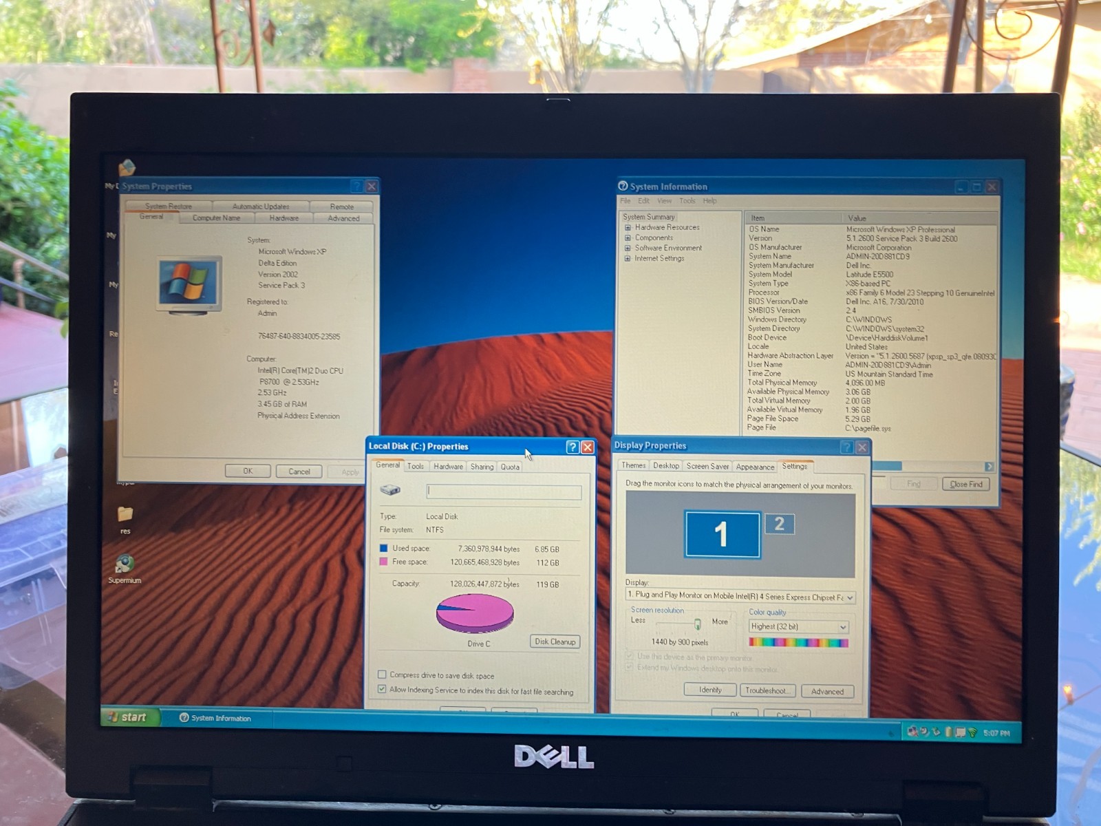 Dell Latitude E5500 15.6″ Laptop C2D 2.53GHz 4GB RAM 120GB SSD Win XP HD Serial