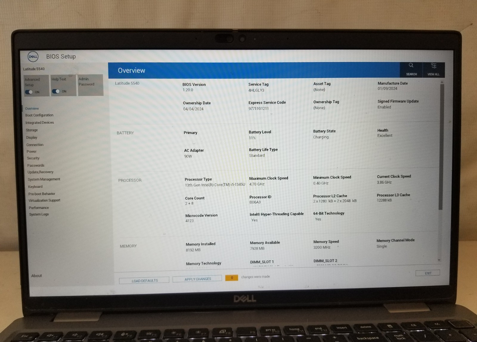 Dell Latitude 5540 / Intel Core i5-1345U 3.86GHz / 8GB RAM / NO SSD/OS