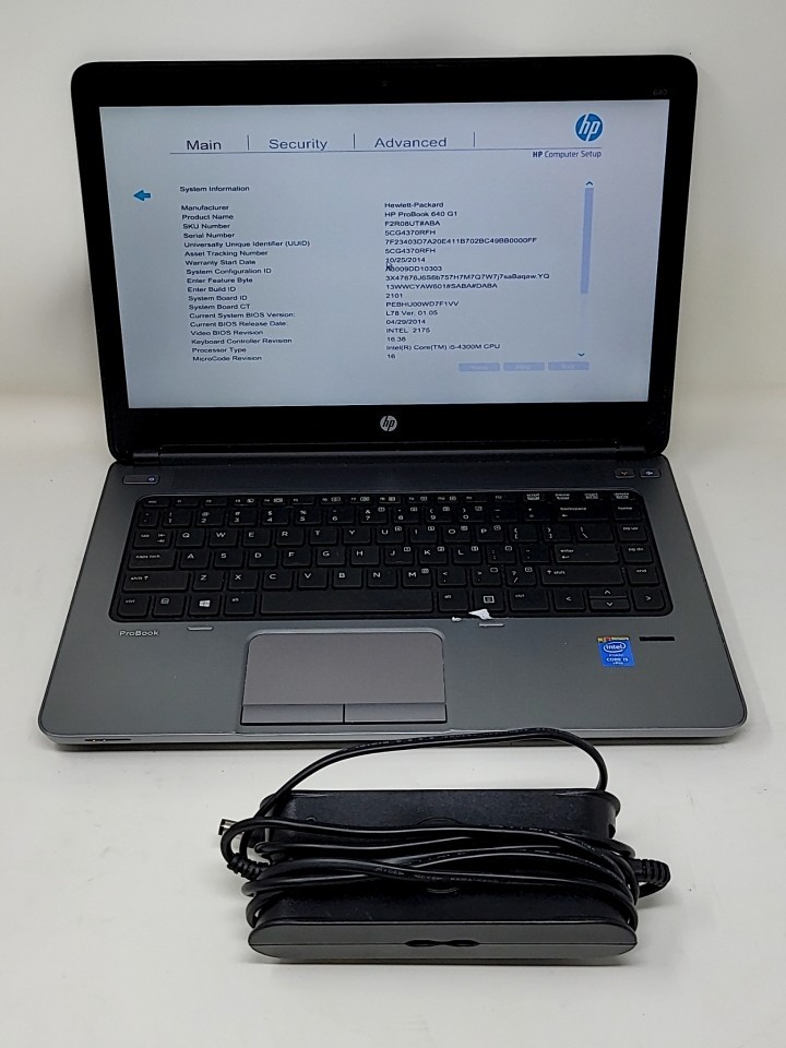 HP PROBOOK 640 G1 F2R08UT-ABA Laptop Intel I5-4300M 8GB 256GB