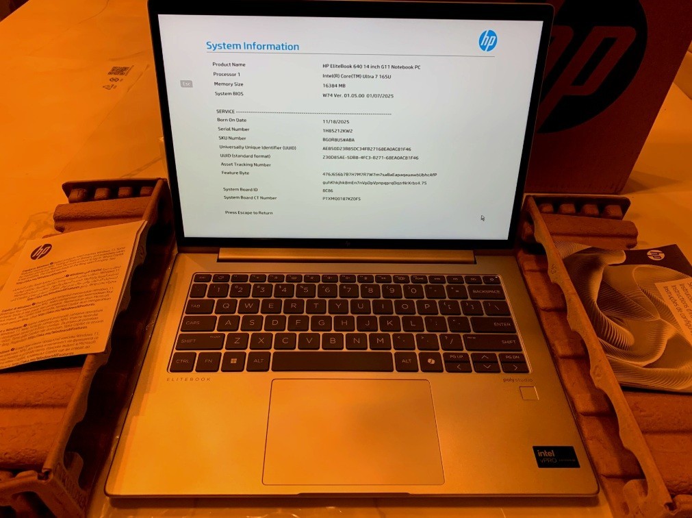 HP ELITEBOOK 640 G11 INTEL CORE ULTRA 7 165U 16GB DDR5 512GB NO OS INSTALLED!!!