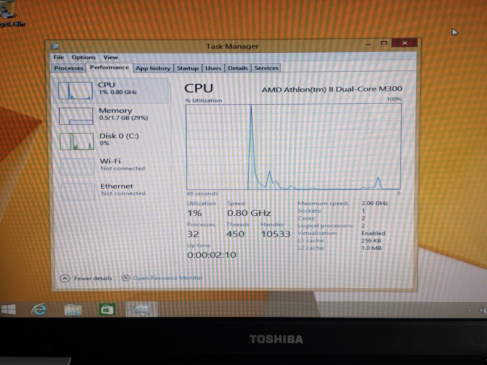 Toshiba Satellite L505 Laptop AMD Athlon II Dual-Core Windows 8 *READ