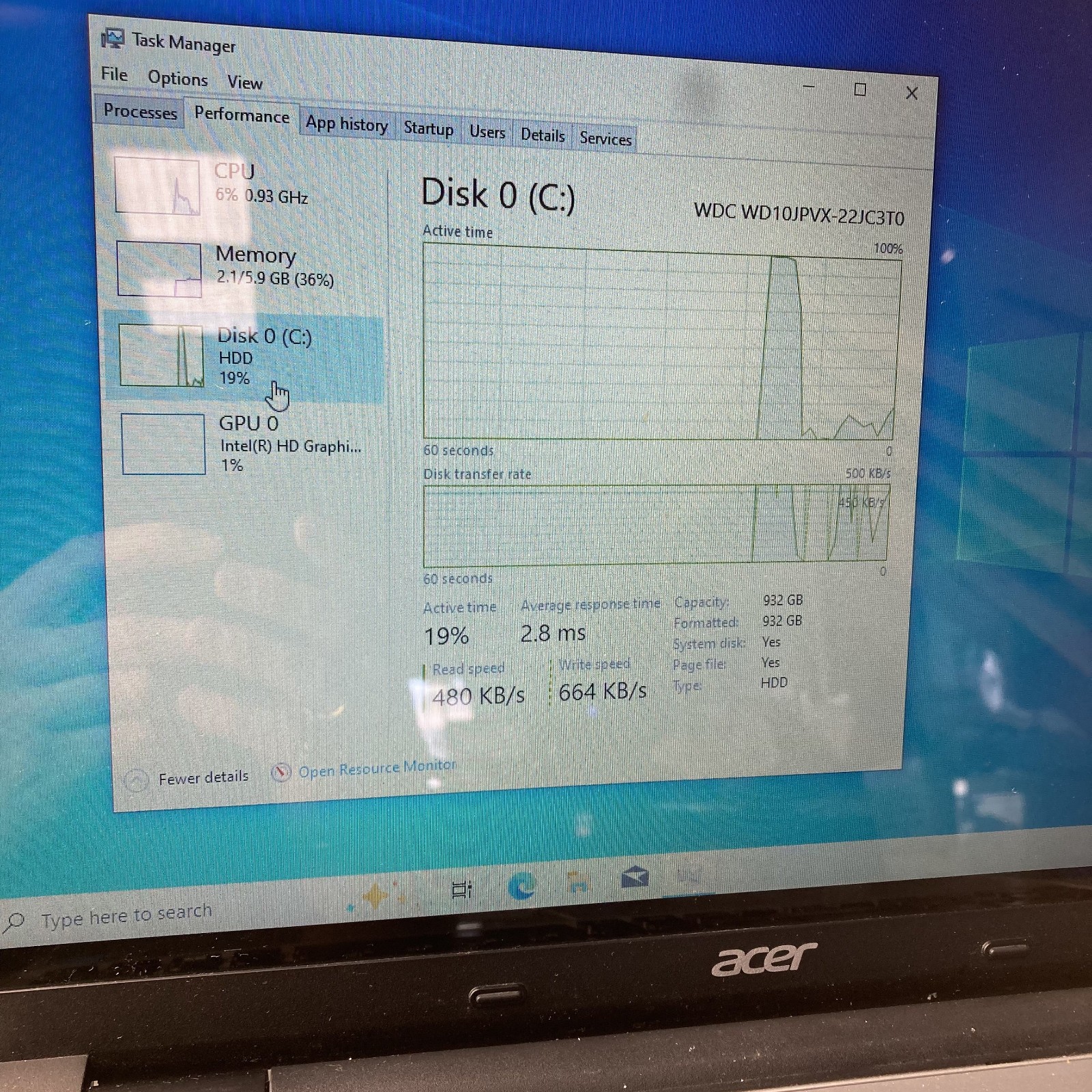 Acer Aspire V3-572P-326T 15.6″ Touch Laptop i3-4030U 1.90GHz 1TB HDD Screen Iss